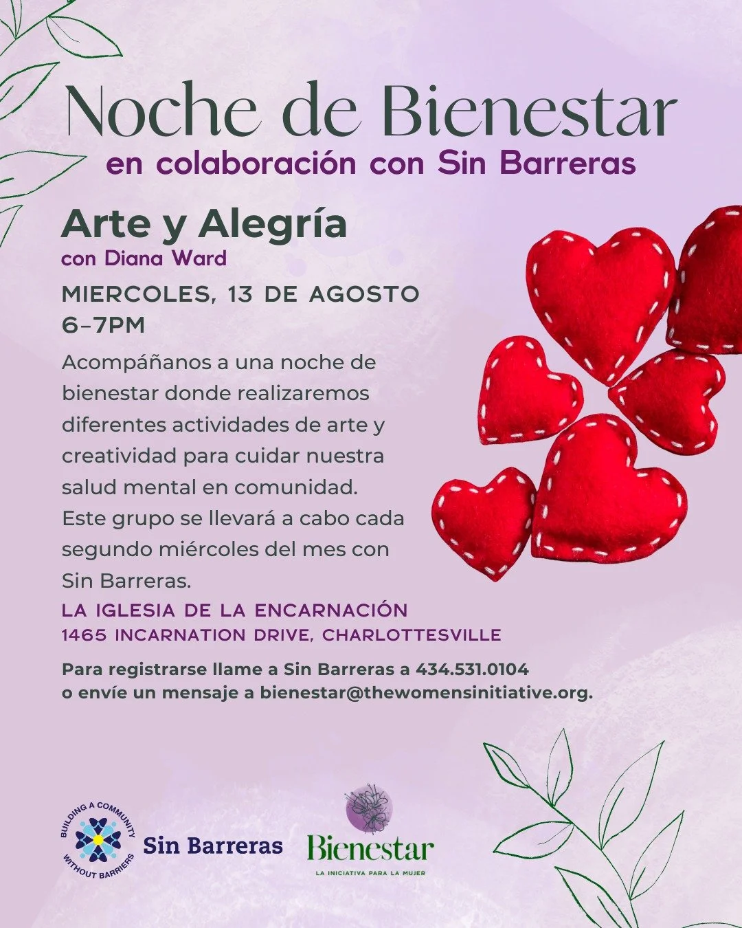 Acomp&aacute;&ntilde;anos a una noche de bienestar donde realizaremos diferentes actividades de arte y creatividad para cuidar nuestra salud mental en comunidad. &iexcl;Esperamos verles all&iacute;!

##

Join us for a wellness evening where we'll eng