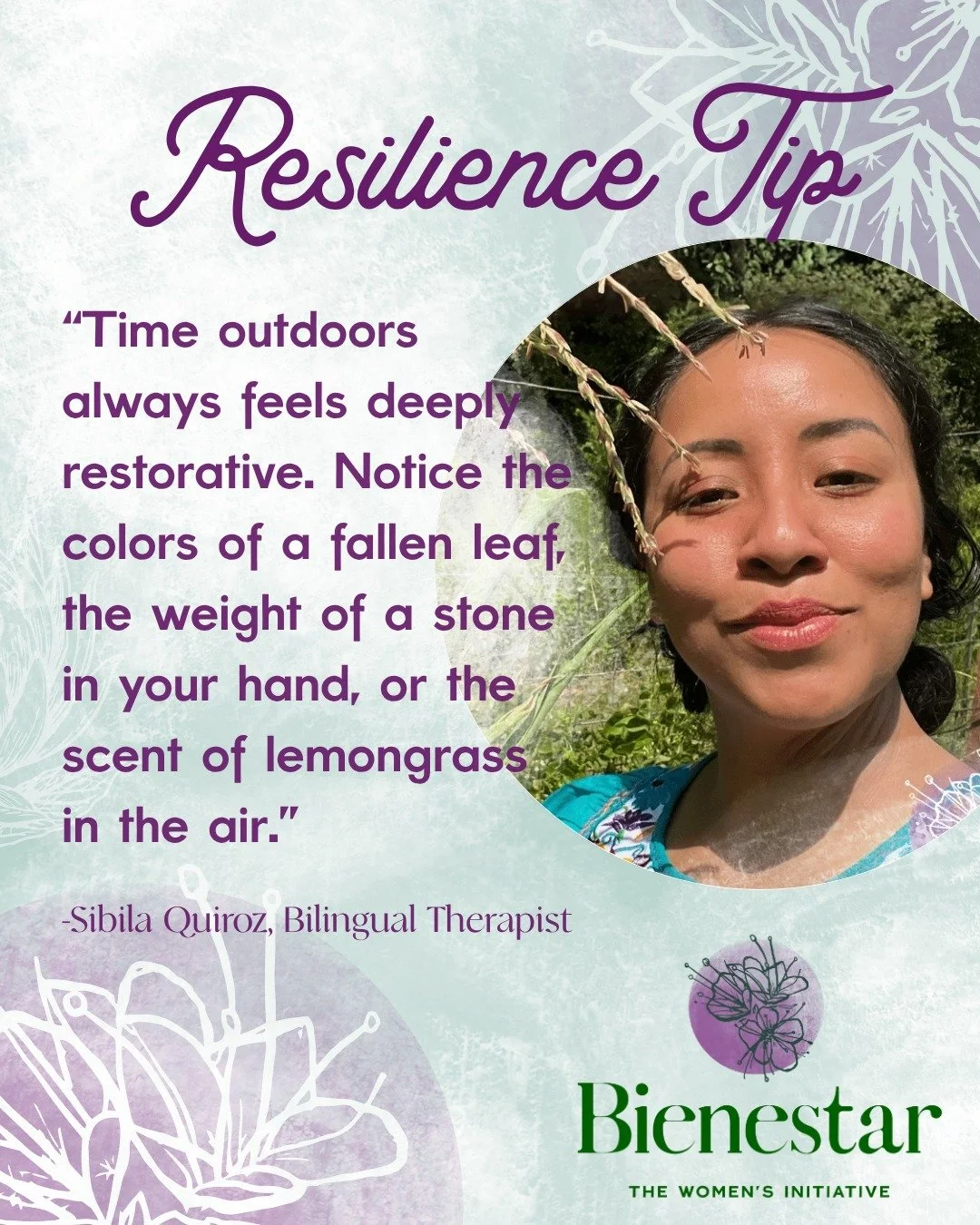 At The Women's Initiative, we believe in the power of simple moments to restore balance and peace. We encourage you to take a moment today to reconnect with the world around you as a way to care for yourself and build resilience.🌿
 
En La Iniciativa