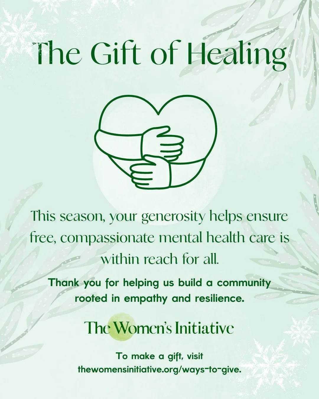 Giving Tuesday invites us to honor the power of community, and the way connection, compassion, and shared care make healing possible.

Because of our supporters and volunteers, women and gender-expansive community members can access free counseling, 