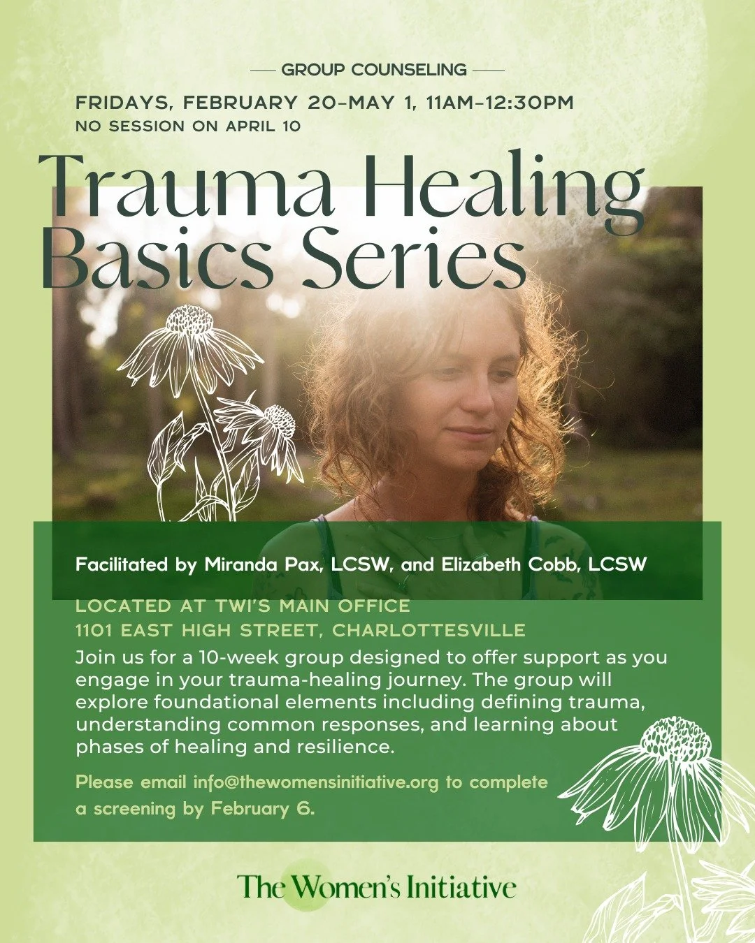 This winter, we&rsquo;re offering Trauma Healing Basics, a 10-week group that offers education, support, and practical tools for understanding trauma and nurturing resilience.

Participants will explore common trauma responses, phases of healing, and