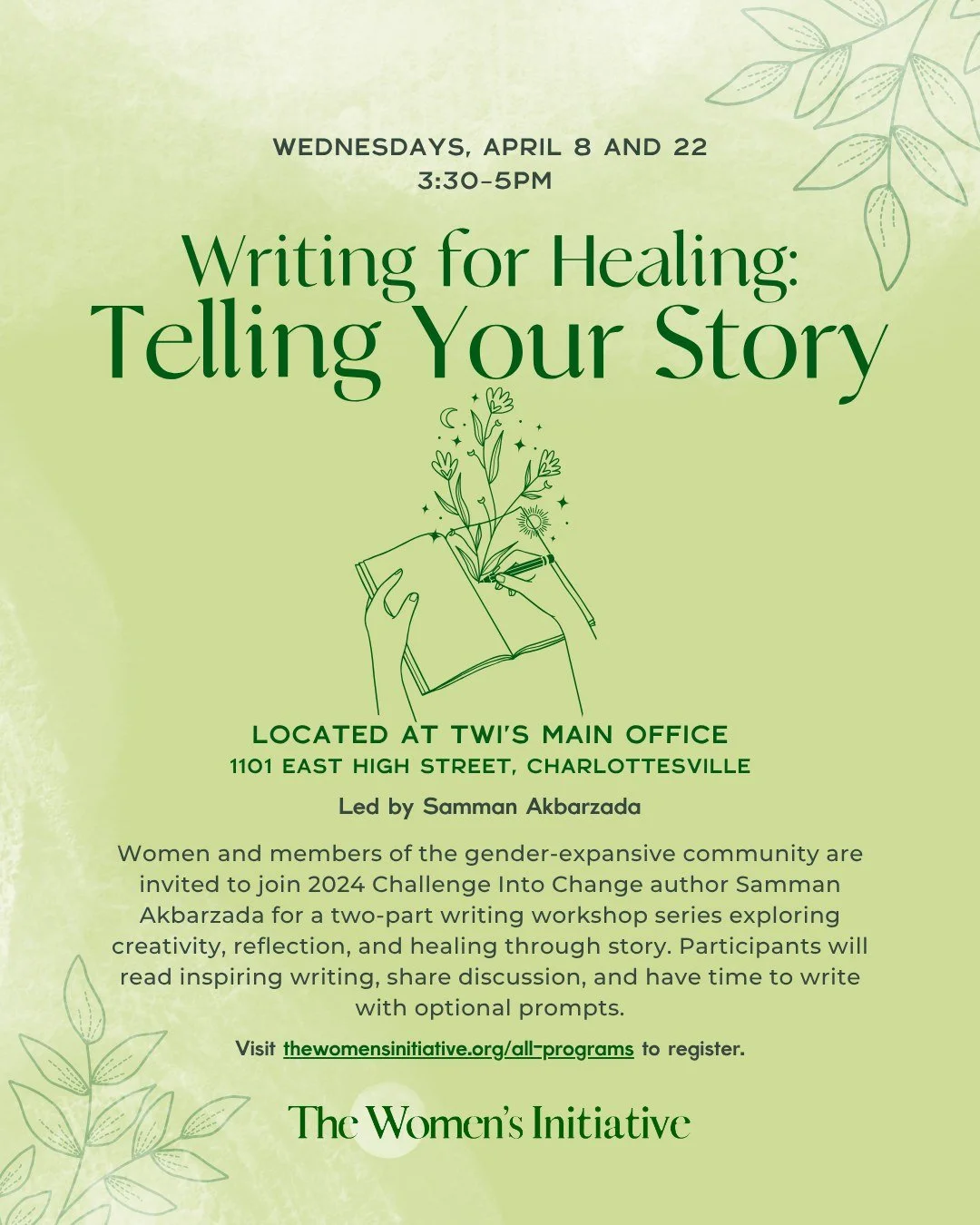 Need space to create, reflect, and heal? ✍💛 Join us for Writing for Healing: Telling Your Story on Wednesdays, April 8 and 22, from 3:30&ndash;5pm at our main office.

Women and members of the gender-expansive community are invited to join 2024 Chal