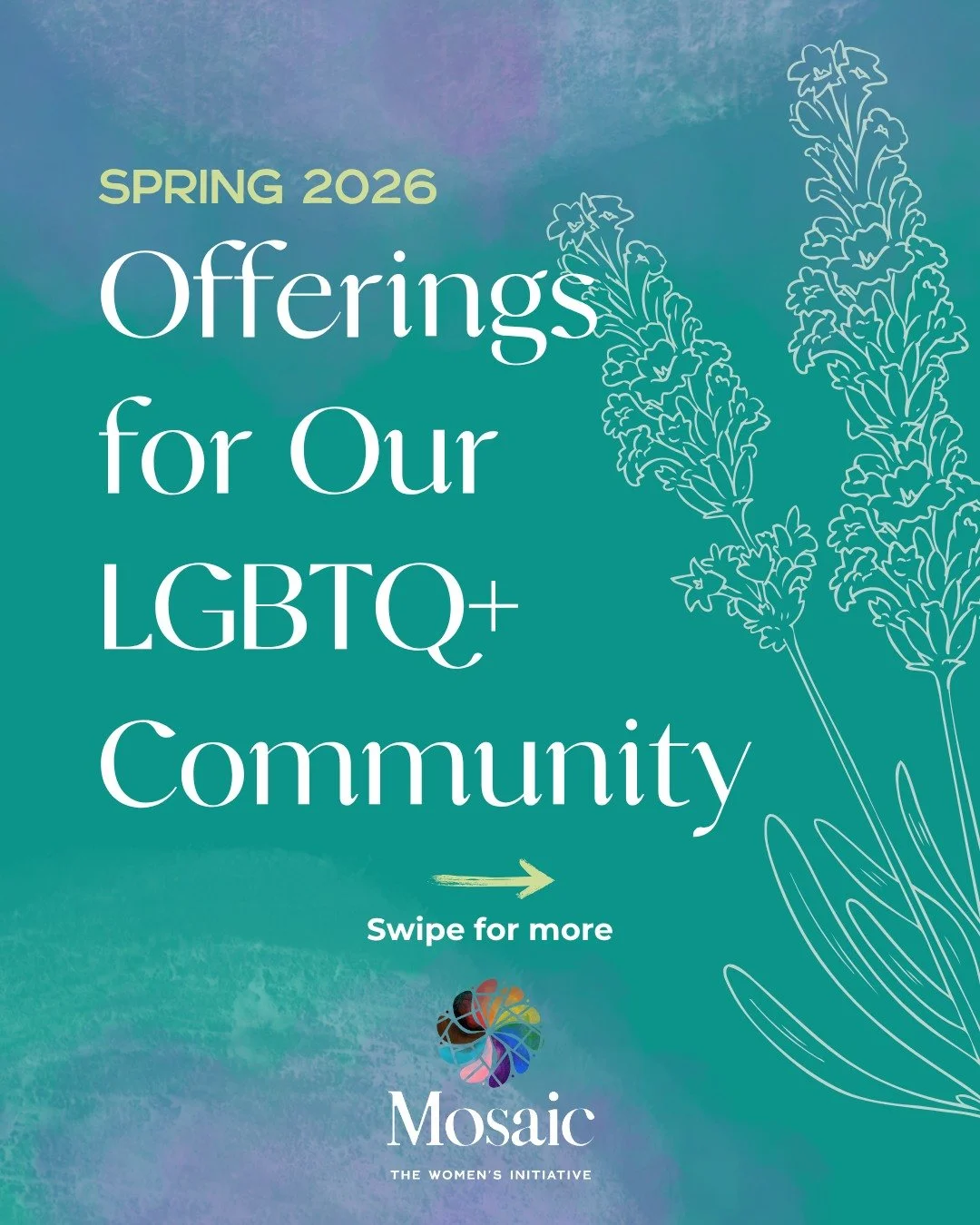 TWI&rsquo;s spring LGBTQ+ programs are here! 🌈✨

This season, our Mosaic program offers Queer History Club, Q Social Hour, Queer Theory Book Club, and Learning From the LGBTQ+ Community Training. These spaces are created for connection, conversation