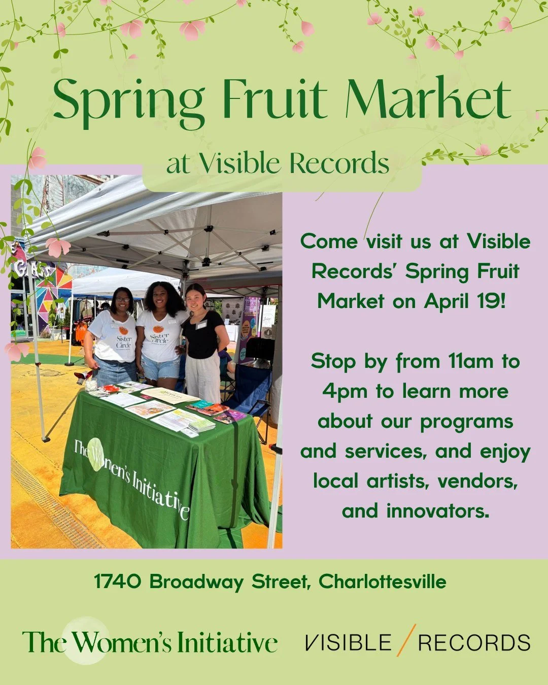 We're heading to the Spring Fruit Market at Visible Records this Sunday, and we'd love to see you there! 🌸 Stop by our booth from 11am&ndash;4pm to chat with our team, learn more about our programs and services, and connect with your community. The 