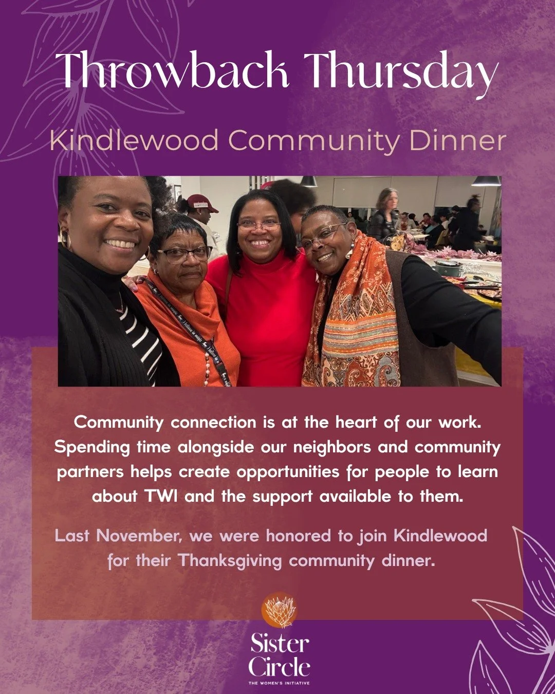 Throwback Thursday 💜 &mdash; So much of this work begins with showing up in community. Whether in neighborhoods, workplaces, or local gathering spaces, these moments of connection help people learn about TWI and the care and support we offer.

Last 