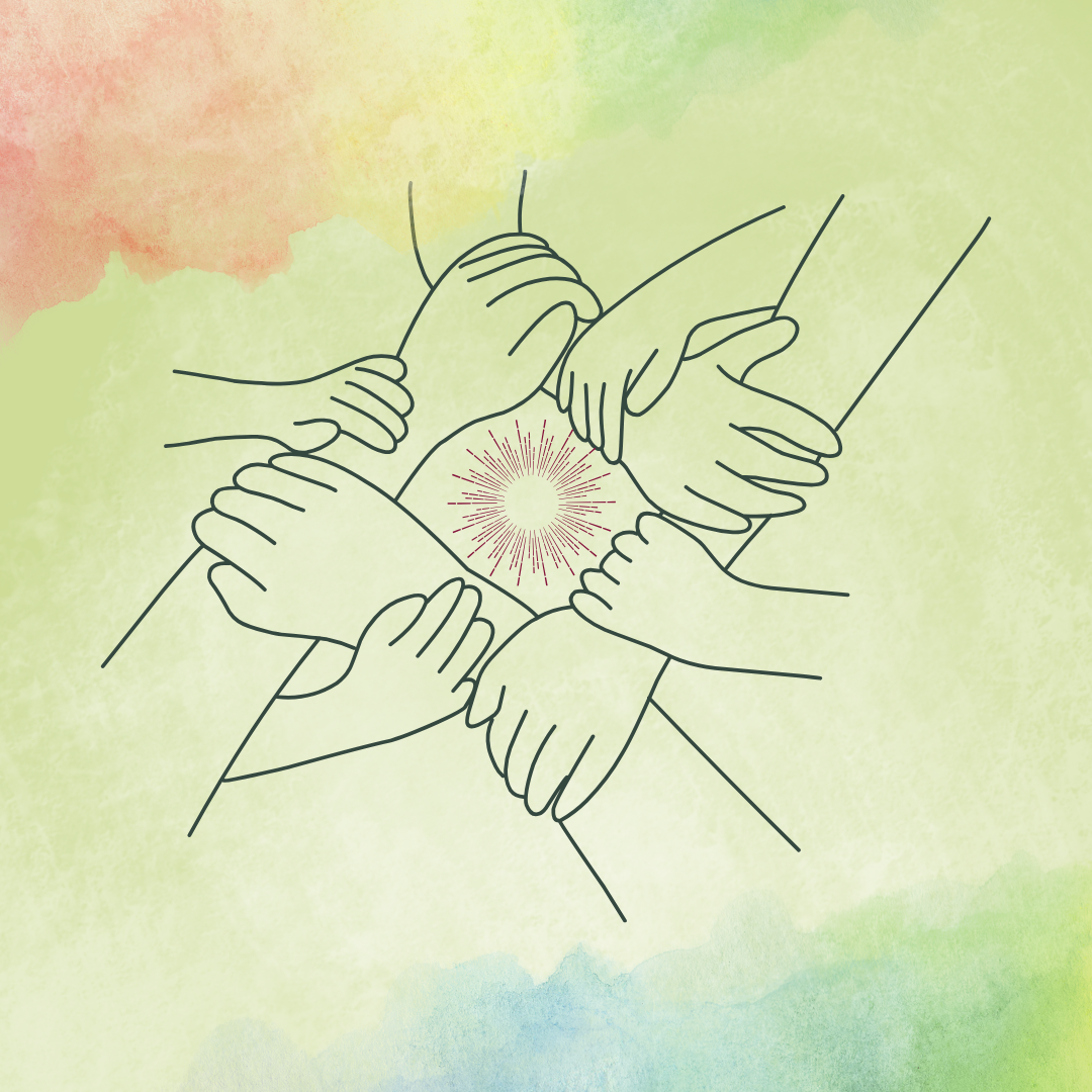 Hands in rainbow watercolor