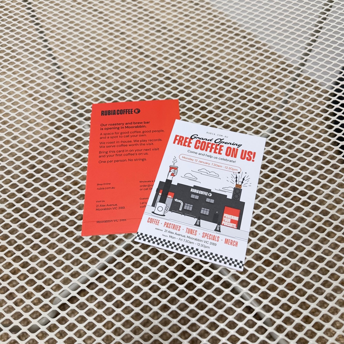 We&rsquo;ve shared a small opening card with our local neighbours and nearby businesses.

Bring it in during January and your first coffee is on us. One per person. No strings.

It&rsquo;s our way of saying hello.