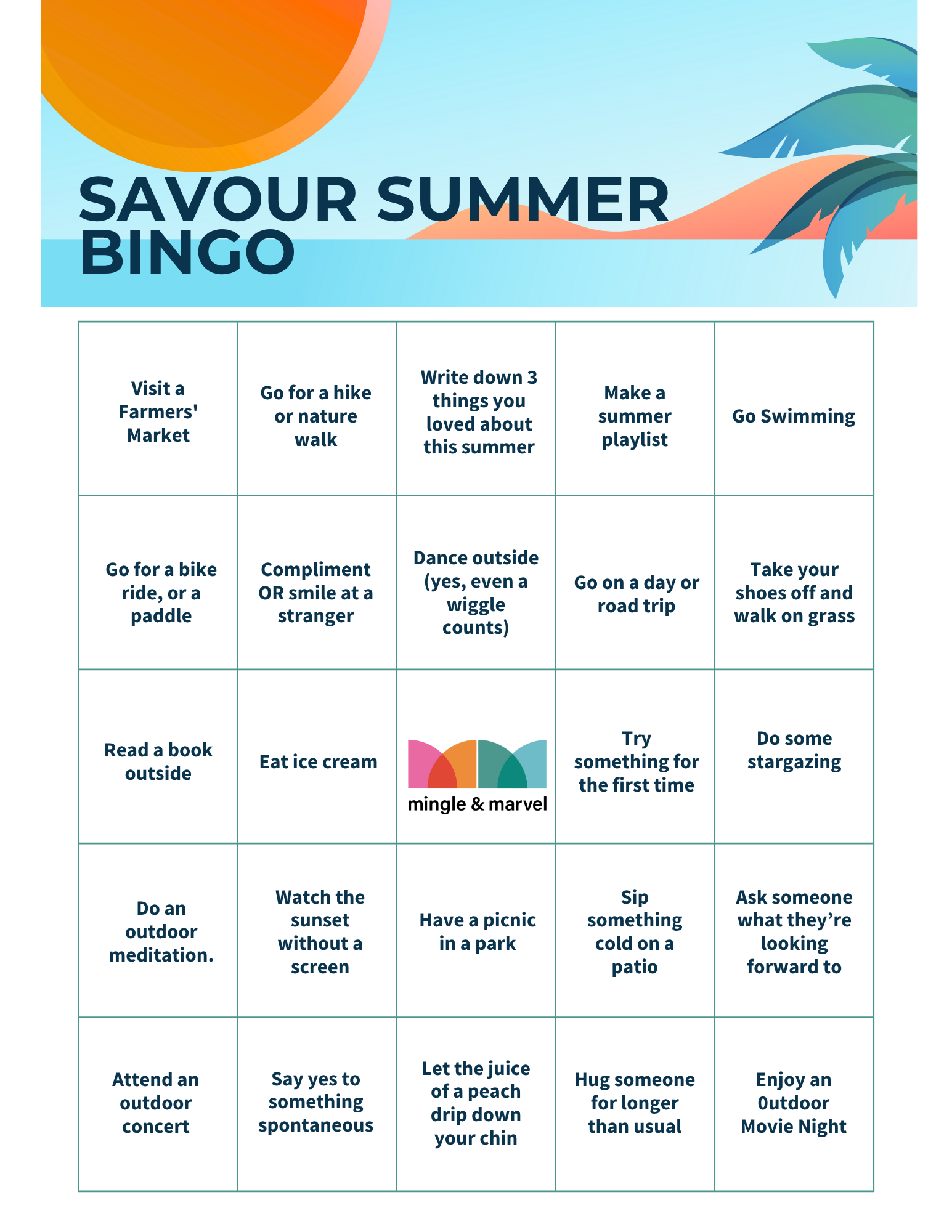 Savour Summer Bingo