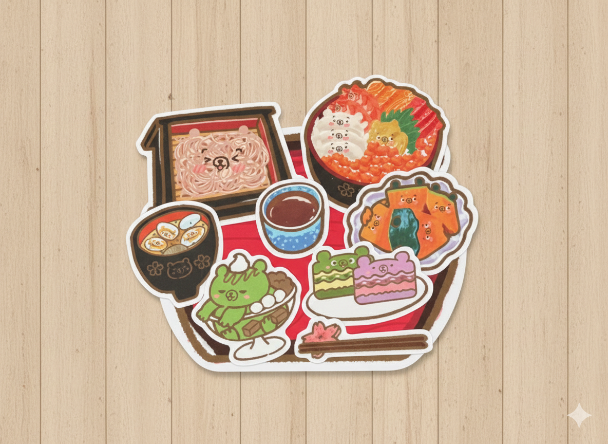 日式定食貼紙套餐 - 深啡餐盤