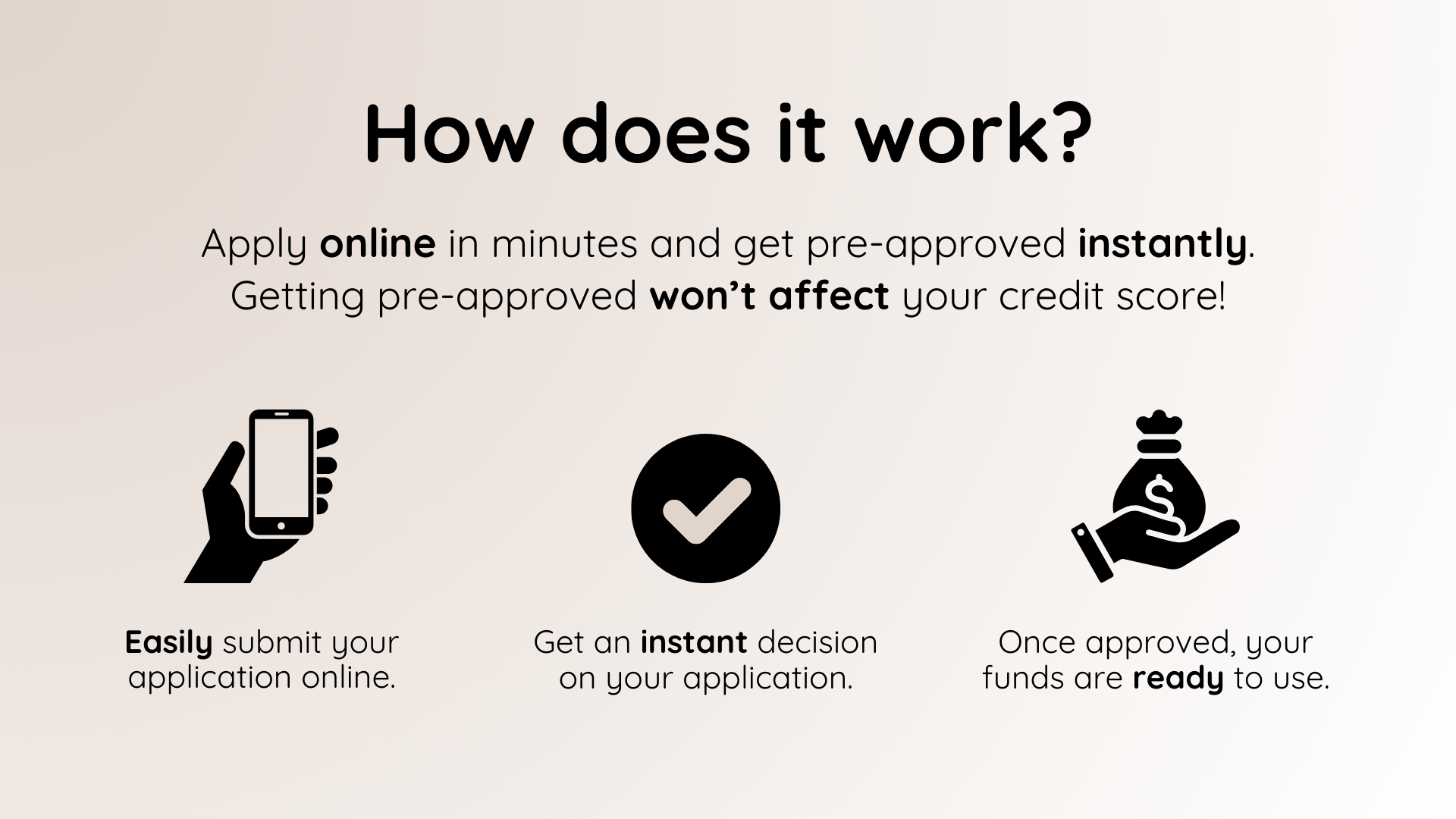 easy online application with instant decision, no effect on credit score