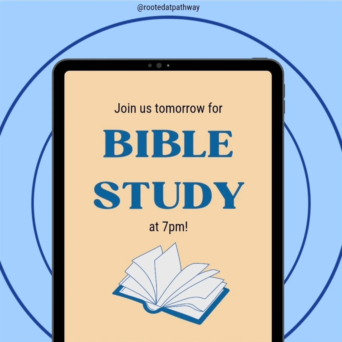 Join us tomorrow for Weekly Bible Studay at 7pm in the Youth Room! Together, we'll dive deeper into the Word of God and learn more about Him! 

Feel free to join us early to study and dinner for those who arrive by 6pm. We hope to see you all there!