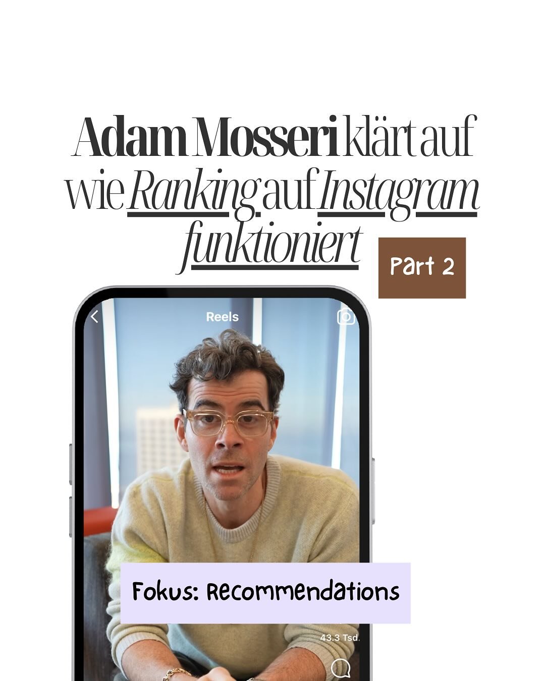 PART 2 I @mosseri erkl&auml;rt Ranking auf IG✌🏼

Mehr Reichweite auf Instagram? 

Diese 5 Faktoren sind nach Mosseri entscheidend! 🔥
 
Der Fokus in diesem Post liegt auf Empfehlungen (Recommendations) &ndash; also darauf, wie dein Content mehr Mens
