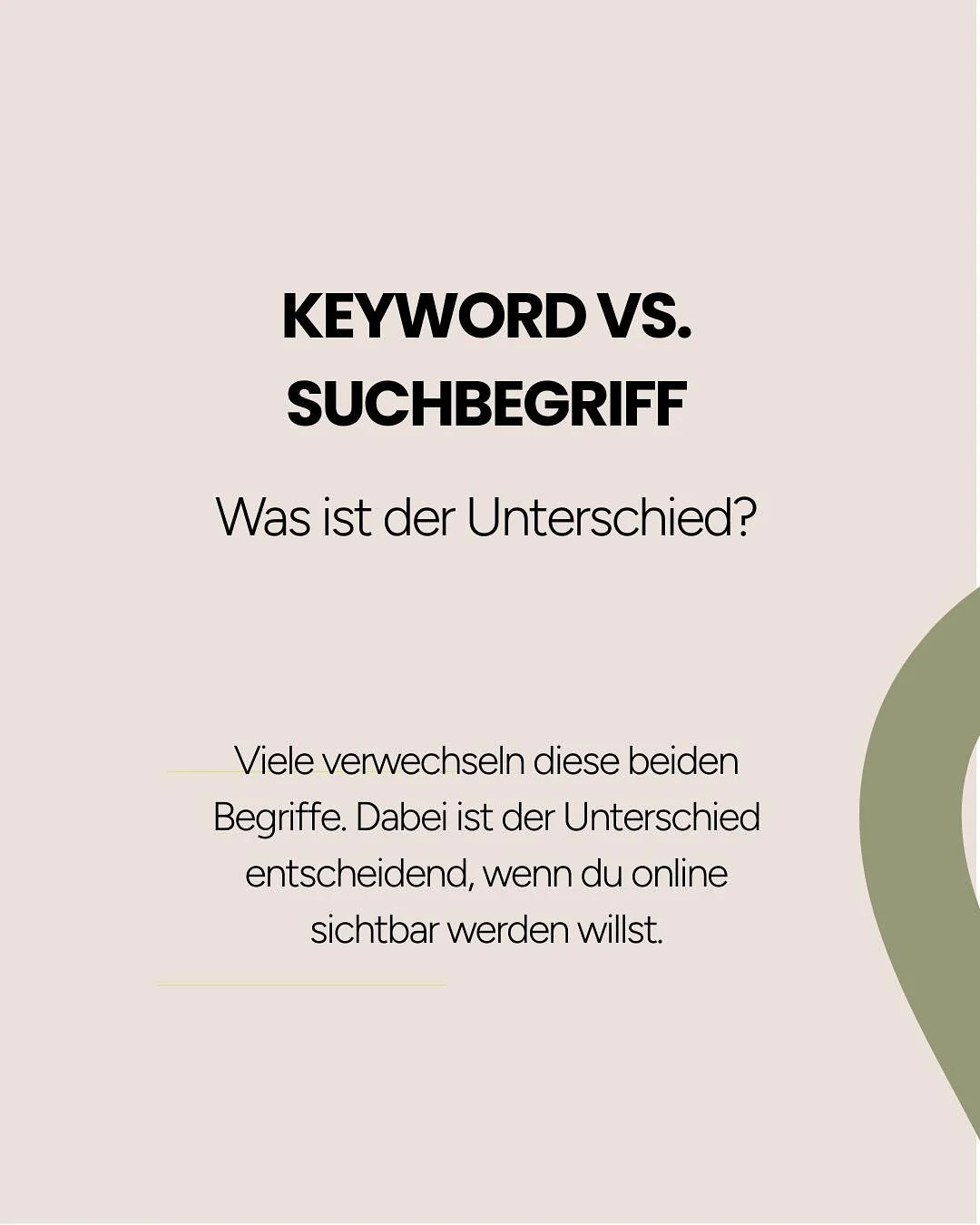 Viele verwechseln Keywords und Suchbegriffe.
Vor allem bei Google ist das ein wichtiger Unterschied.

Was ich oft bei KMU und Solopreneurs sehe:

⚡️Man optimiert auf ein Keyword.
⚡️Aber gesucht wird etwas ganz anderes.

F&uuml;r Google macht das eine