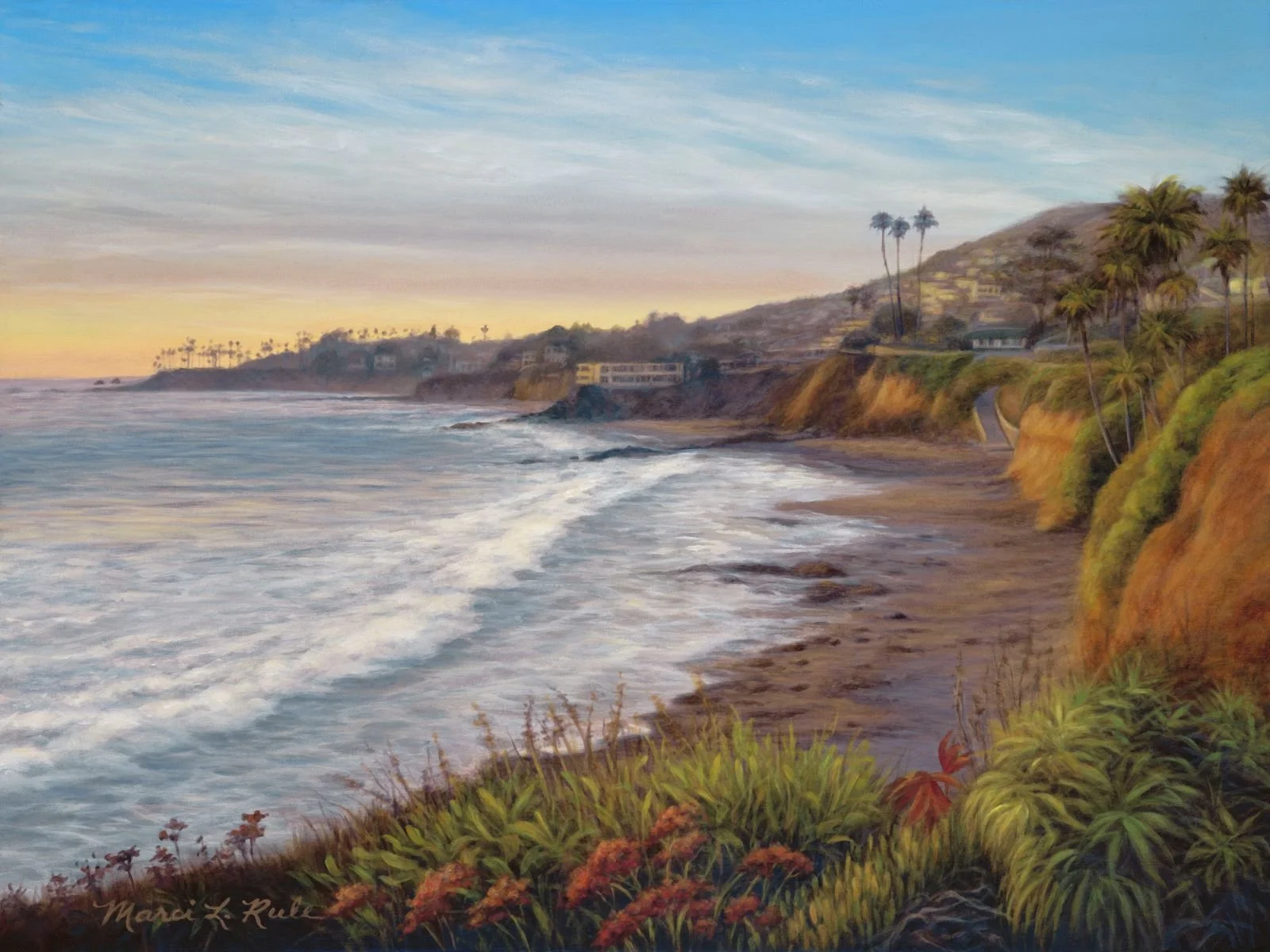 California Coastal oil painting, Heisler Park, Divers Cove, fine art prints, oil painting, paper giclee, canvas, metal