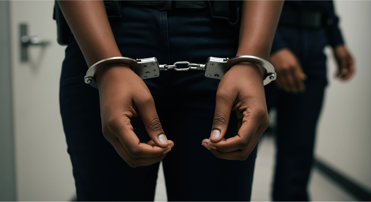 A young woman in jail
