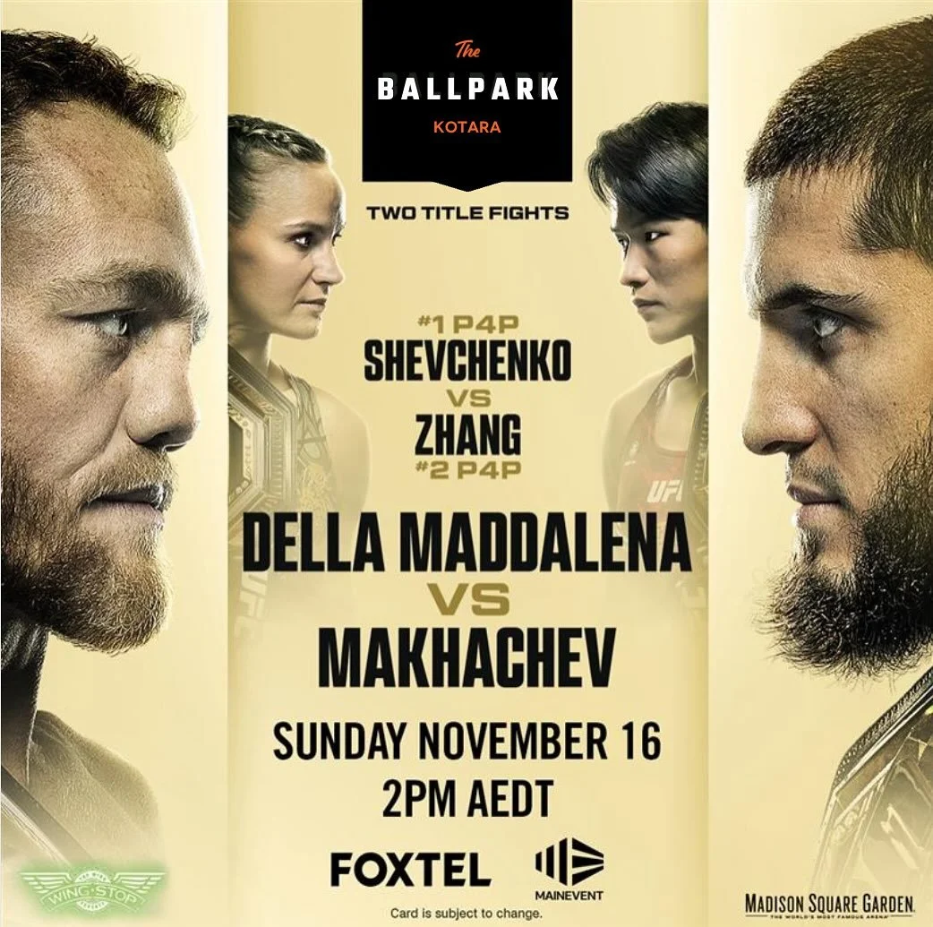 🥊 4 more days till one EPIC FIGHT! 

Maddalena vs Machachev will be streamed LIVE on our big screens! 

Book your spot now - this one&rsquo;s gonna be massive 🔥

#ufc #letsgo #newcastlebar #theballpark #booknow