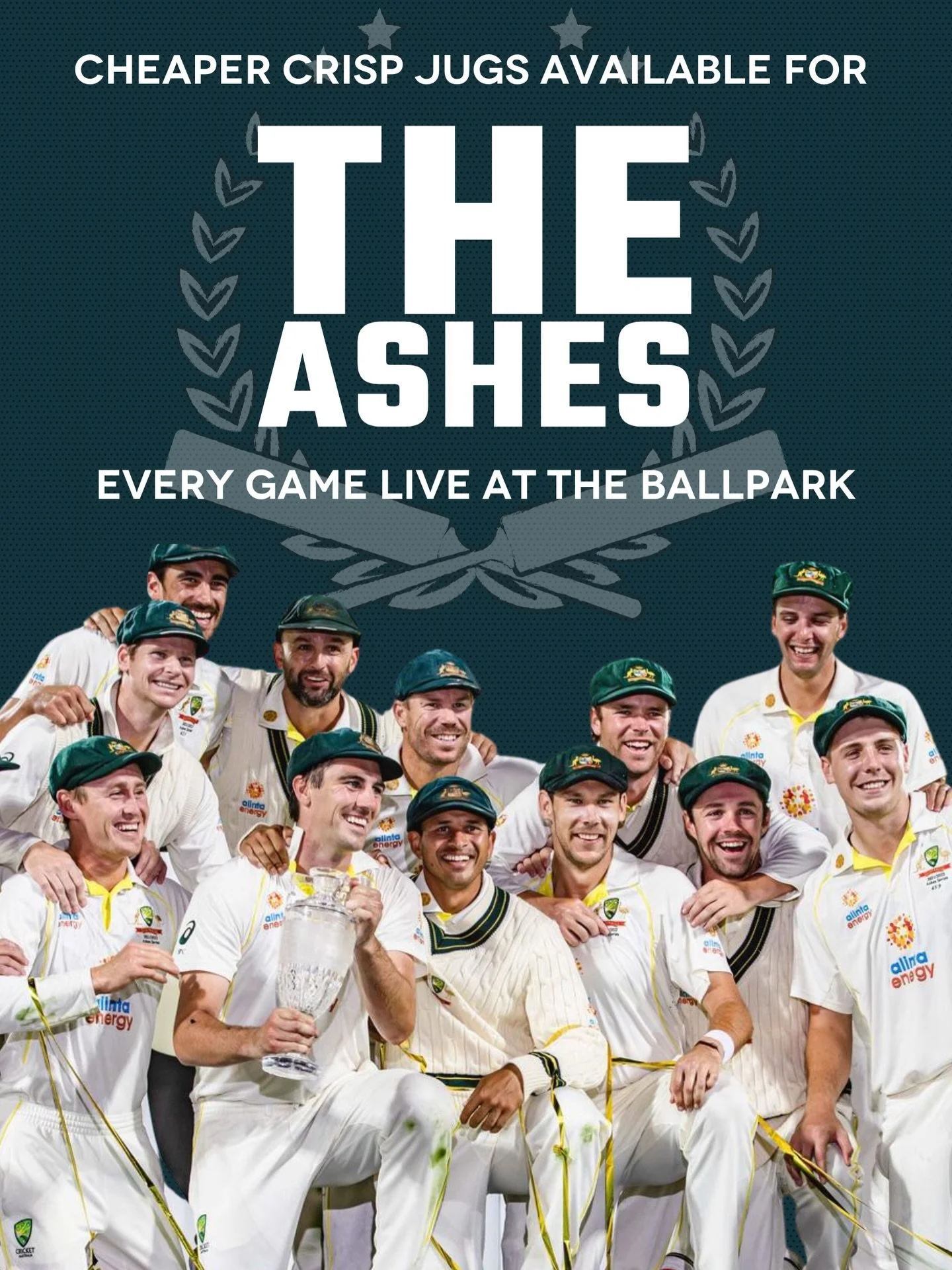 🔥THE ASHES🔥 Live. Loud. Legendary. 

Every test, every wicket, every moment LIVE at the ballpark🏏

Pull up a seat to witness the biggest rivalry in cricket history, we&rsquo;ll supply the cold flowing jugs, big screens, electric atmosphere &amp; a