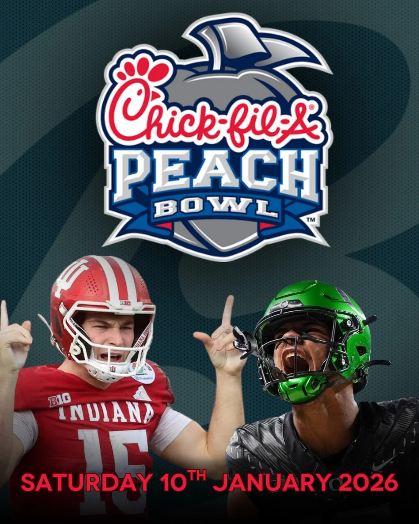 🏈 Peach Bowl action is coming to The Ballpark 🍑
Indiana are stepping up to battle Oregon and we&rsquo;re showing every moment live in Brisbane! 
Who are you cheering for? 

📺 Coverage starts from 10am
🗓 Saturday 10 January
📍 The Ballpark, Brisba