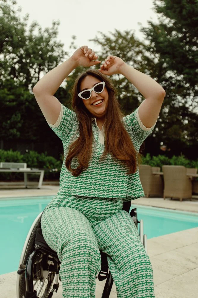 Portrait of Roisin Clear - green co-ord