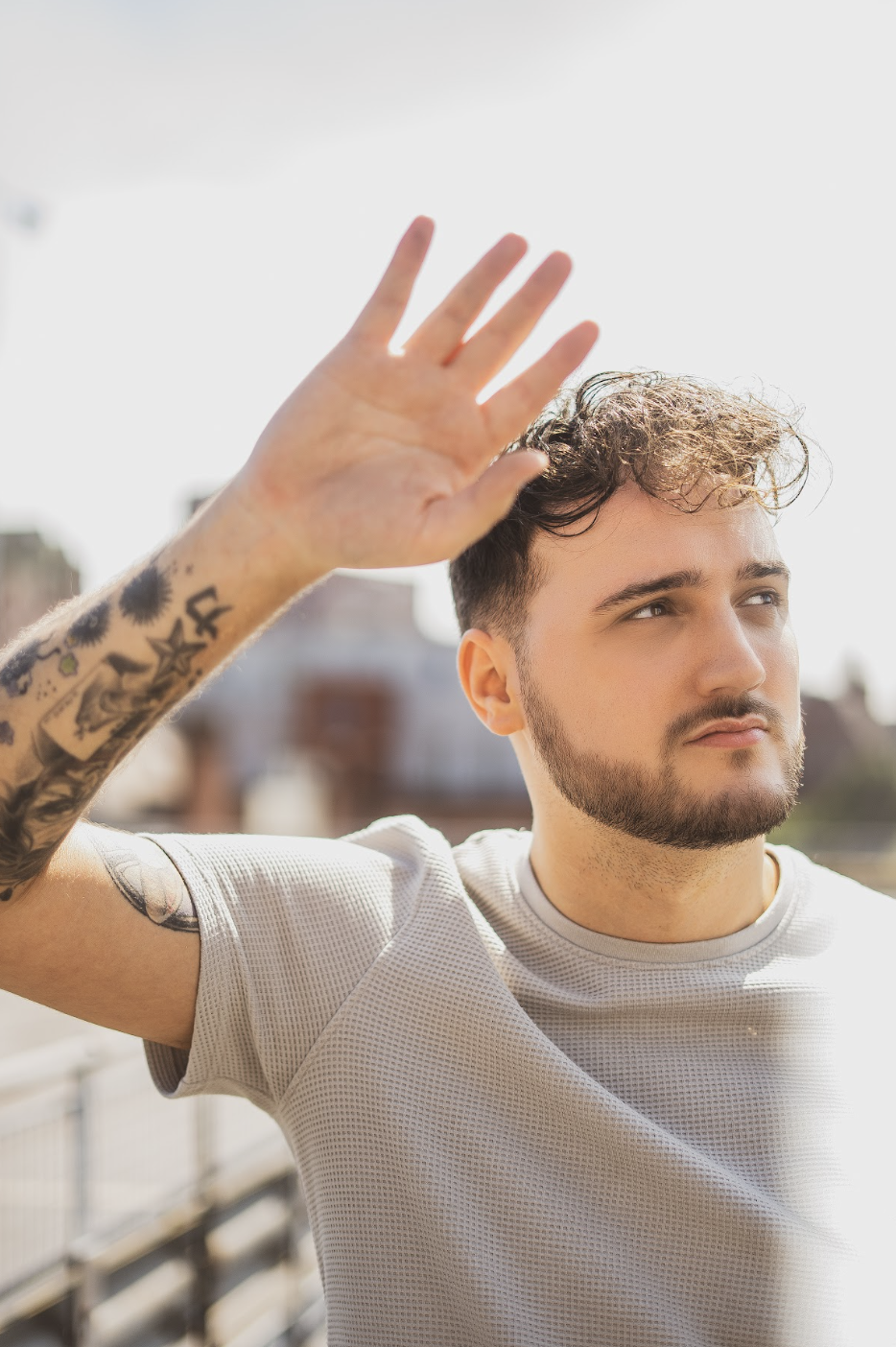 Portrait of Aniello - hand raised