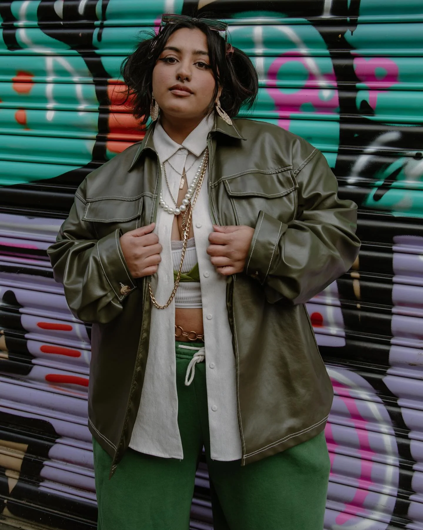 Portrait of Shareena Emambocus - leather shirt