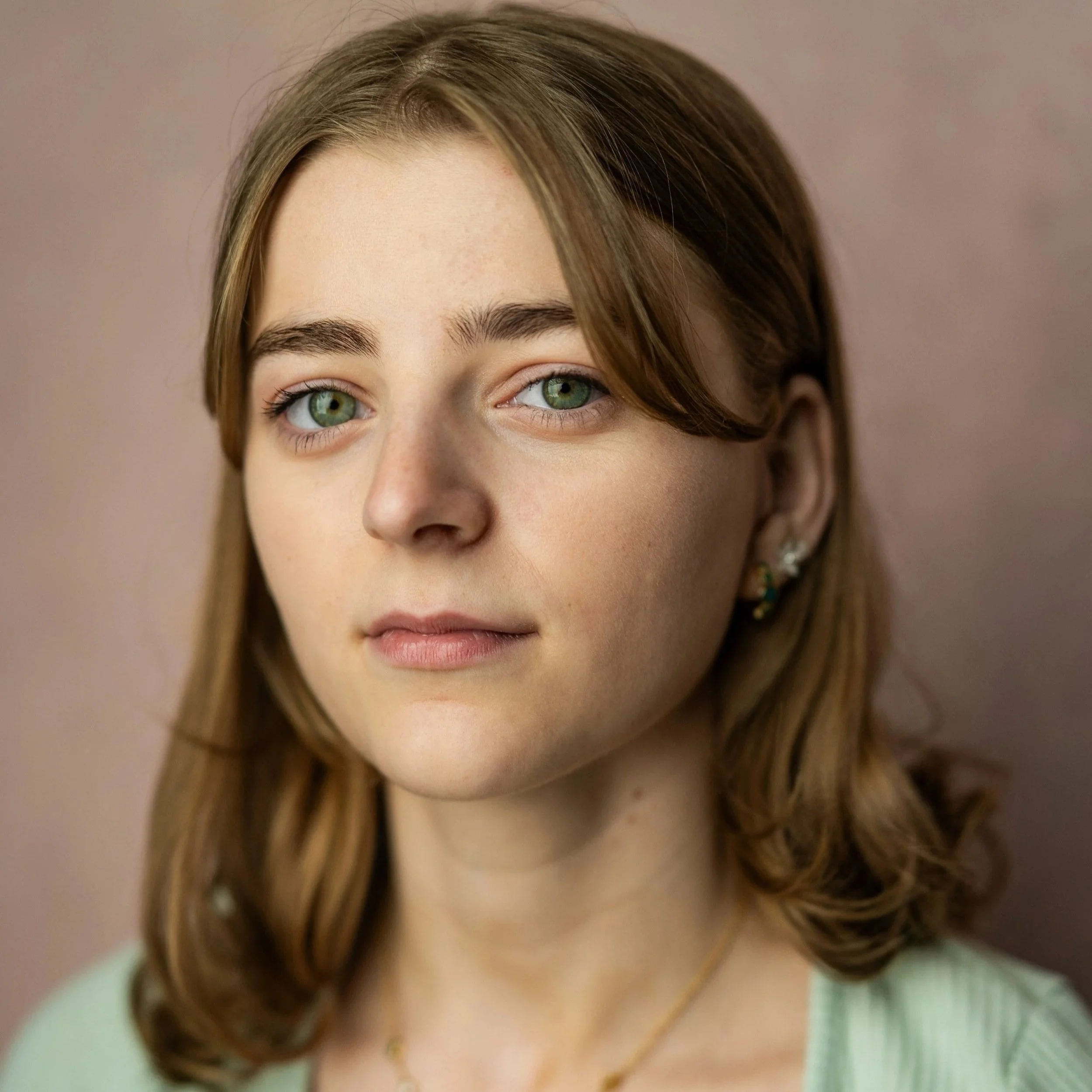 Portrait of Sophie Moss - mint top