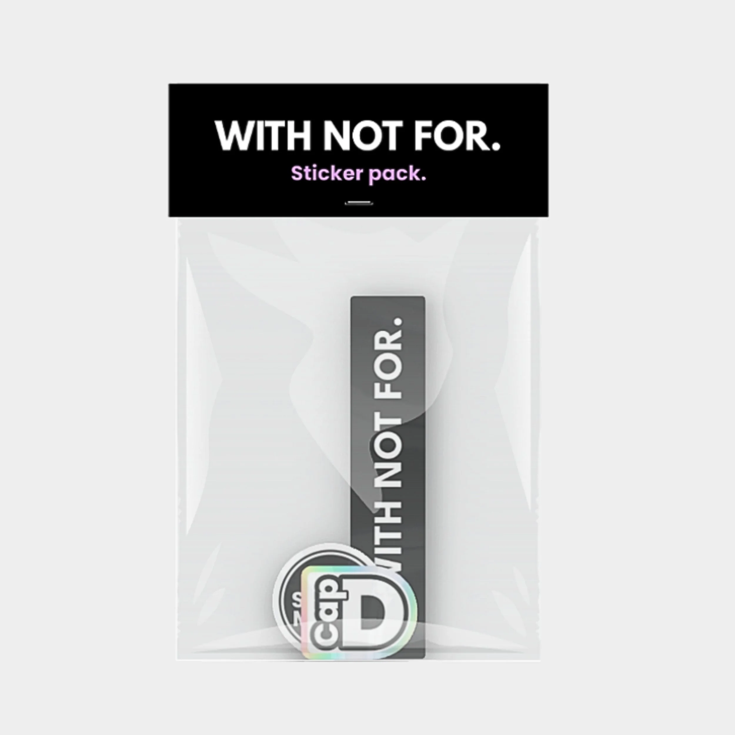 WNF sticker pack in clear packaging with WITH NOT FOR header card.jpg.jpg