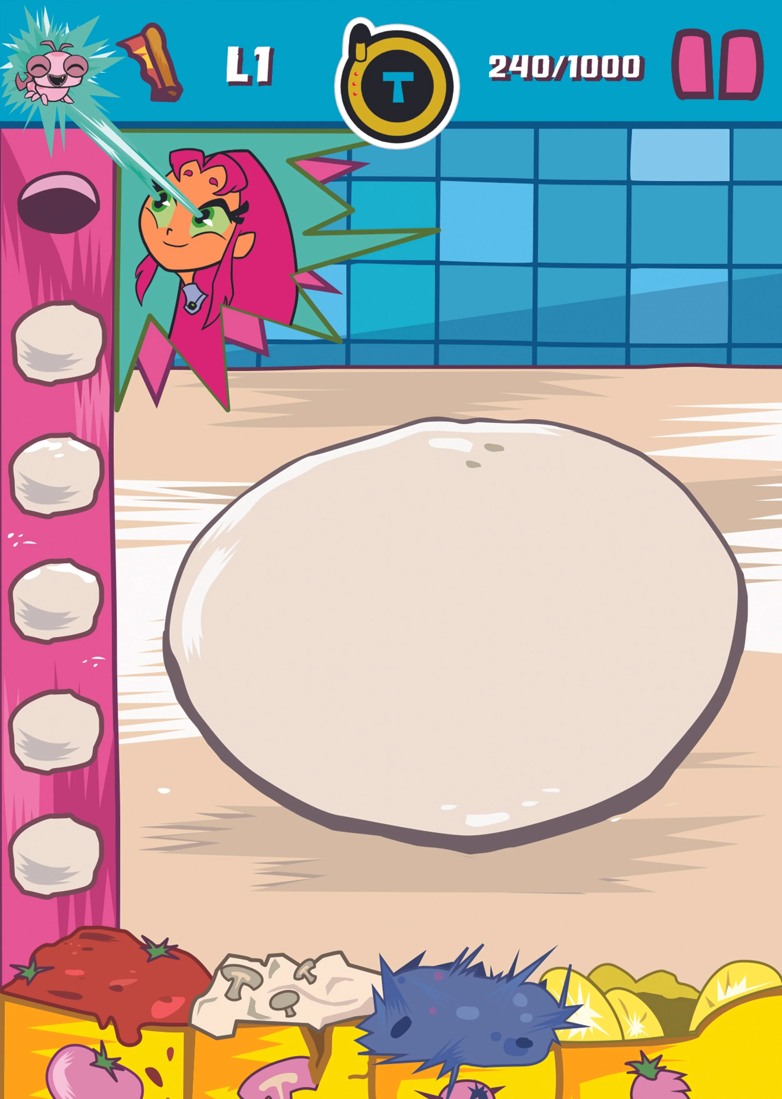 Geometric drawing of an outline square with sections divided by vertical, horizontal, and half circle lines.