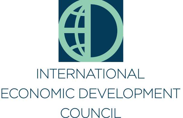Logo of the International Economic Development Council with a globe and the organization's name below.