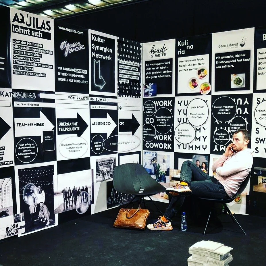 Aquila’s exhibition stand at the St. Gallen careers fair, scenography
