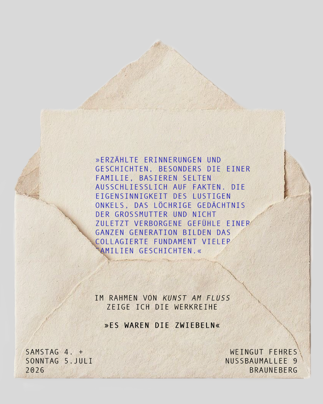 «Es waren die Zwiebeln» Vernissage, Invitation 