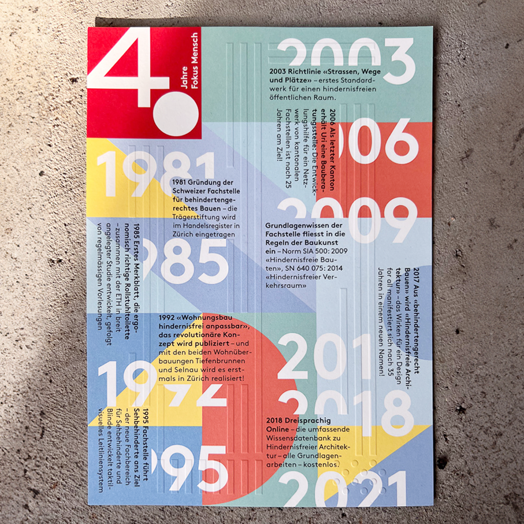 40 Years of Accessible Architecture, Invitation Card with Blind Embossing