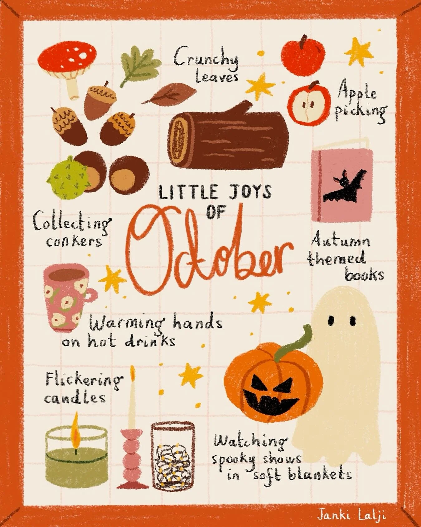 October 🍁🍂🌰 candles, leaves, spooky shows, and lots of tea ☕️ 🧡  #october #littlejoys #spookyseason