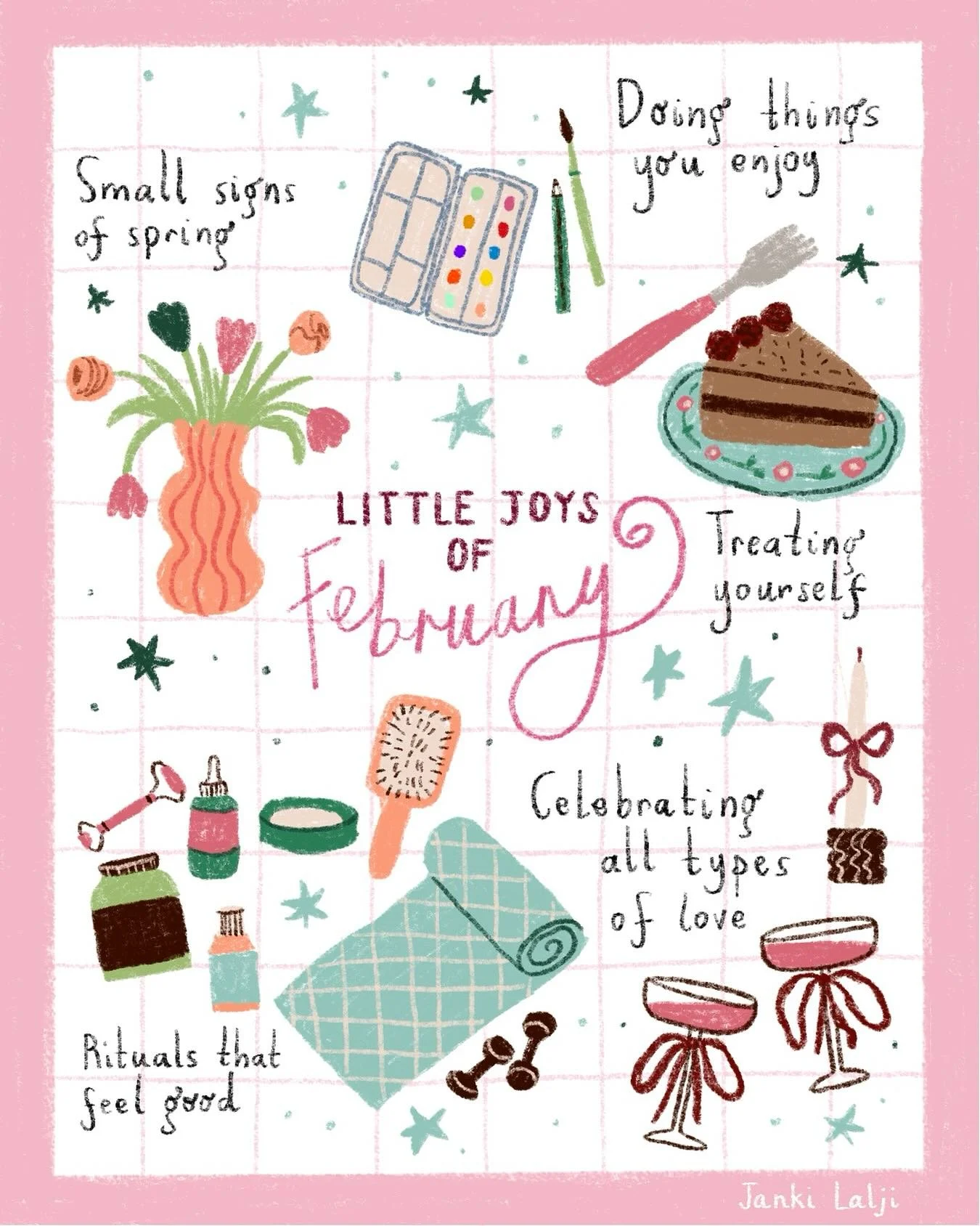 Little joys of February ~ just in time ✨🌷🤸🏽

#february #illustration #procreateart