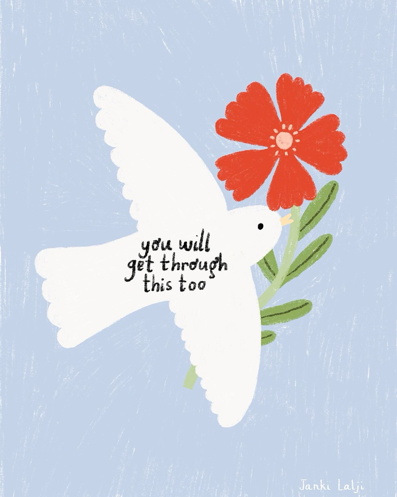 A reminder that you will get through this too. Not because it&rsquo;s easy but because you are stronger than you think 🕊️ 🌺 

#mentalhealthart #digitalillustration #artofinstagram #selfhealing