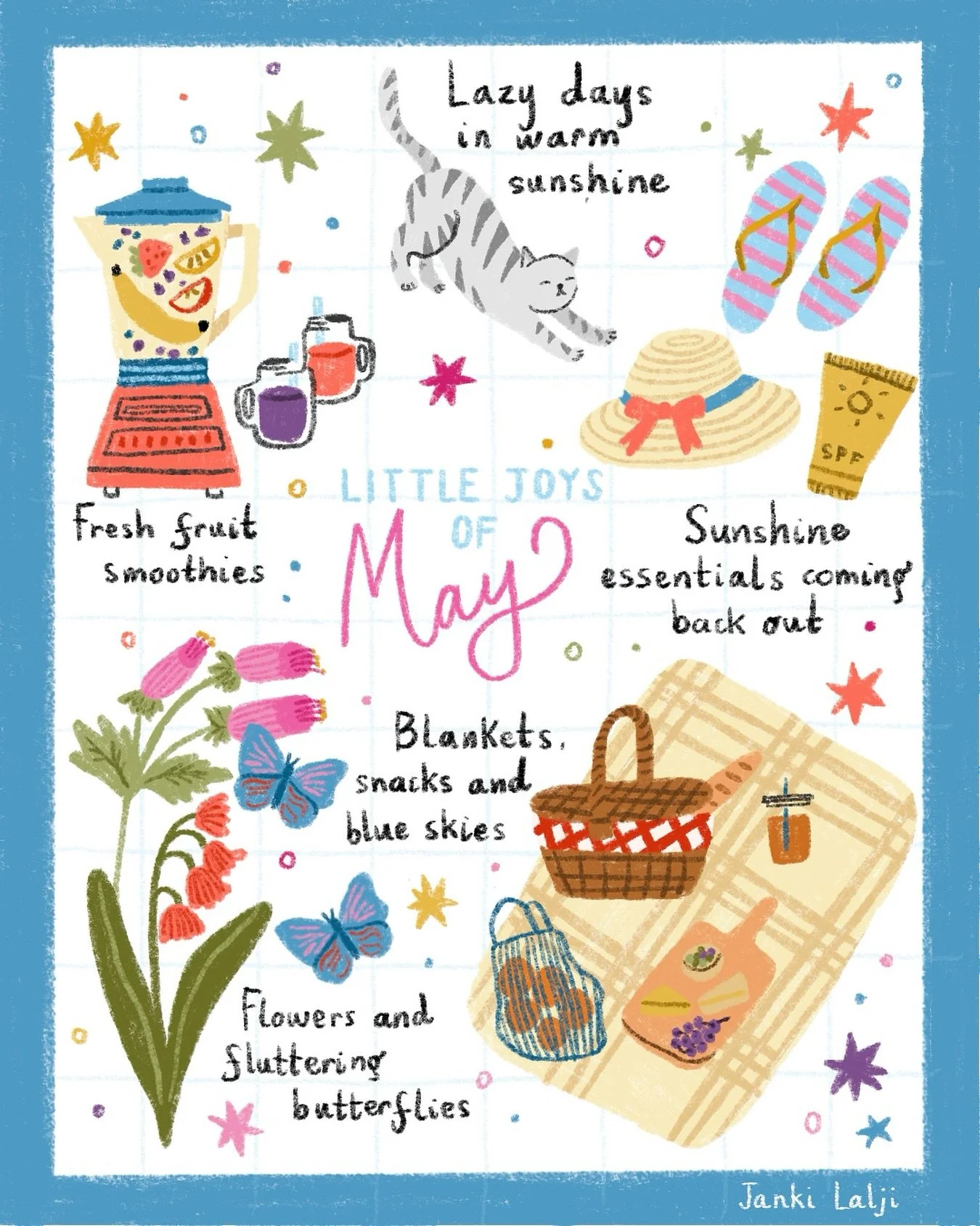 May is for picnics, flowers, sunshine, and little moments of joy ☀️🌷🍓✨💛 #maydump #illustration @procreate