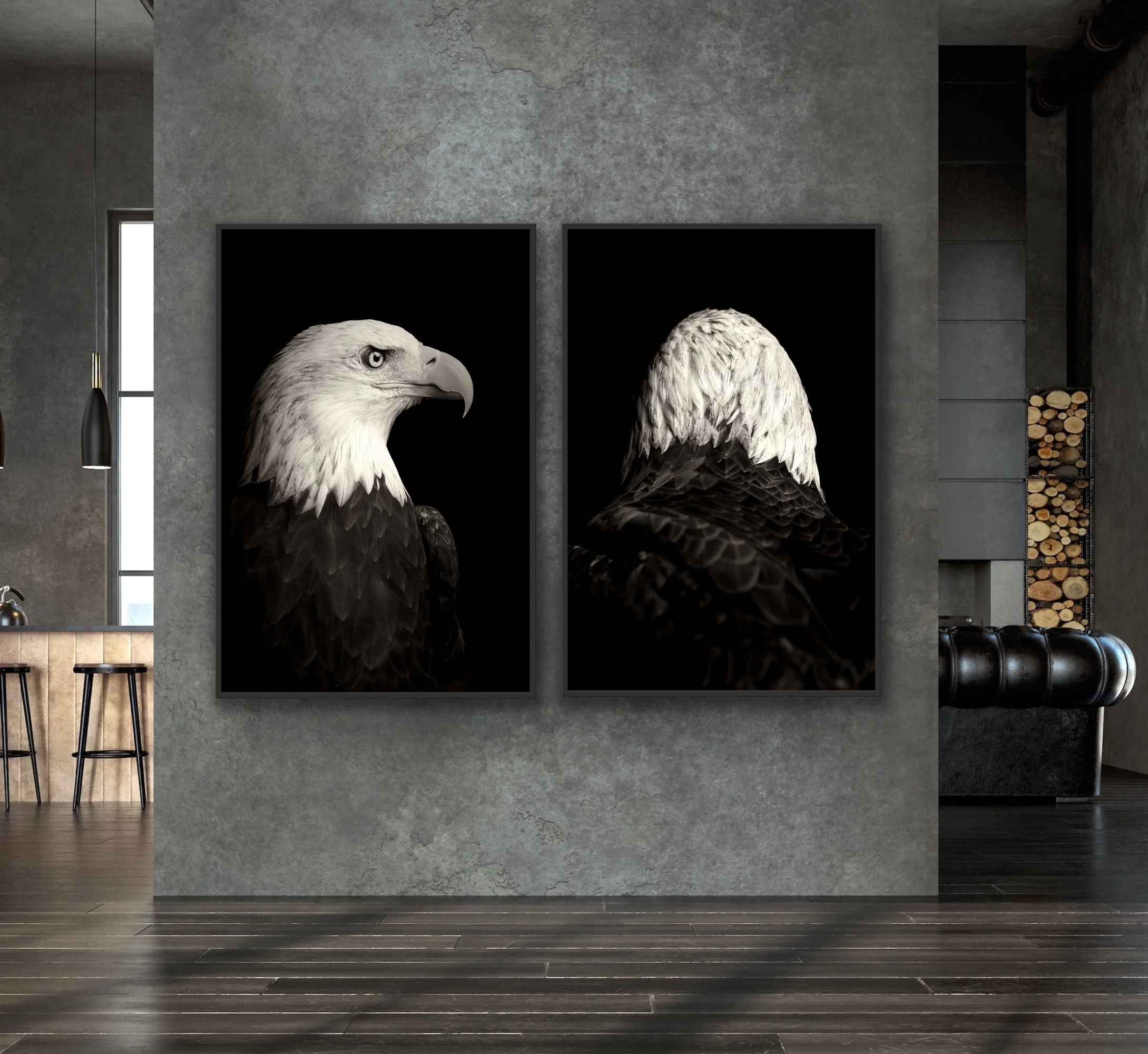 Old Warrior' (i) & (ii) finished in a custom black float frame