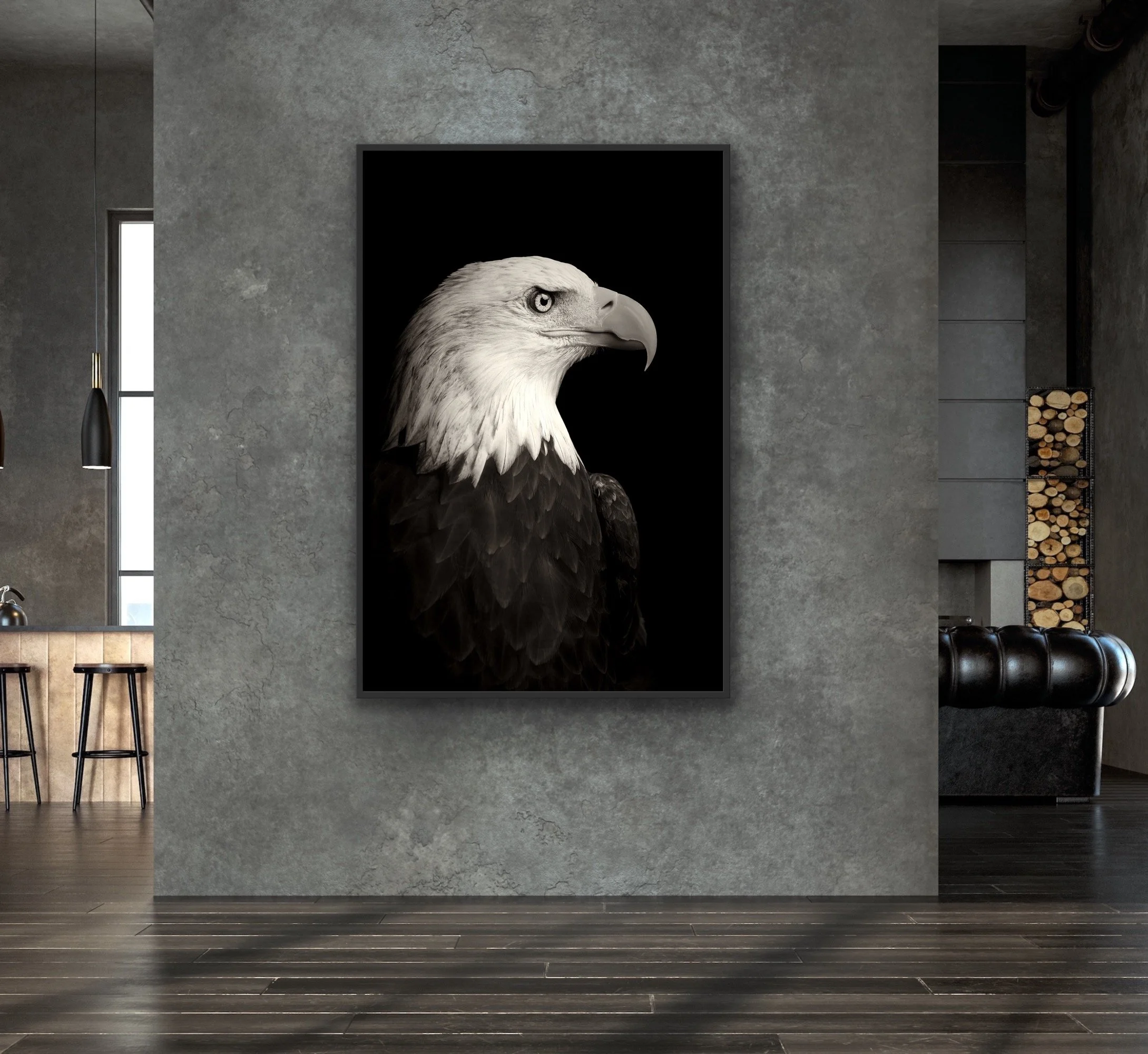 'Old Warrior' (i) finished in a custom black float frame