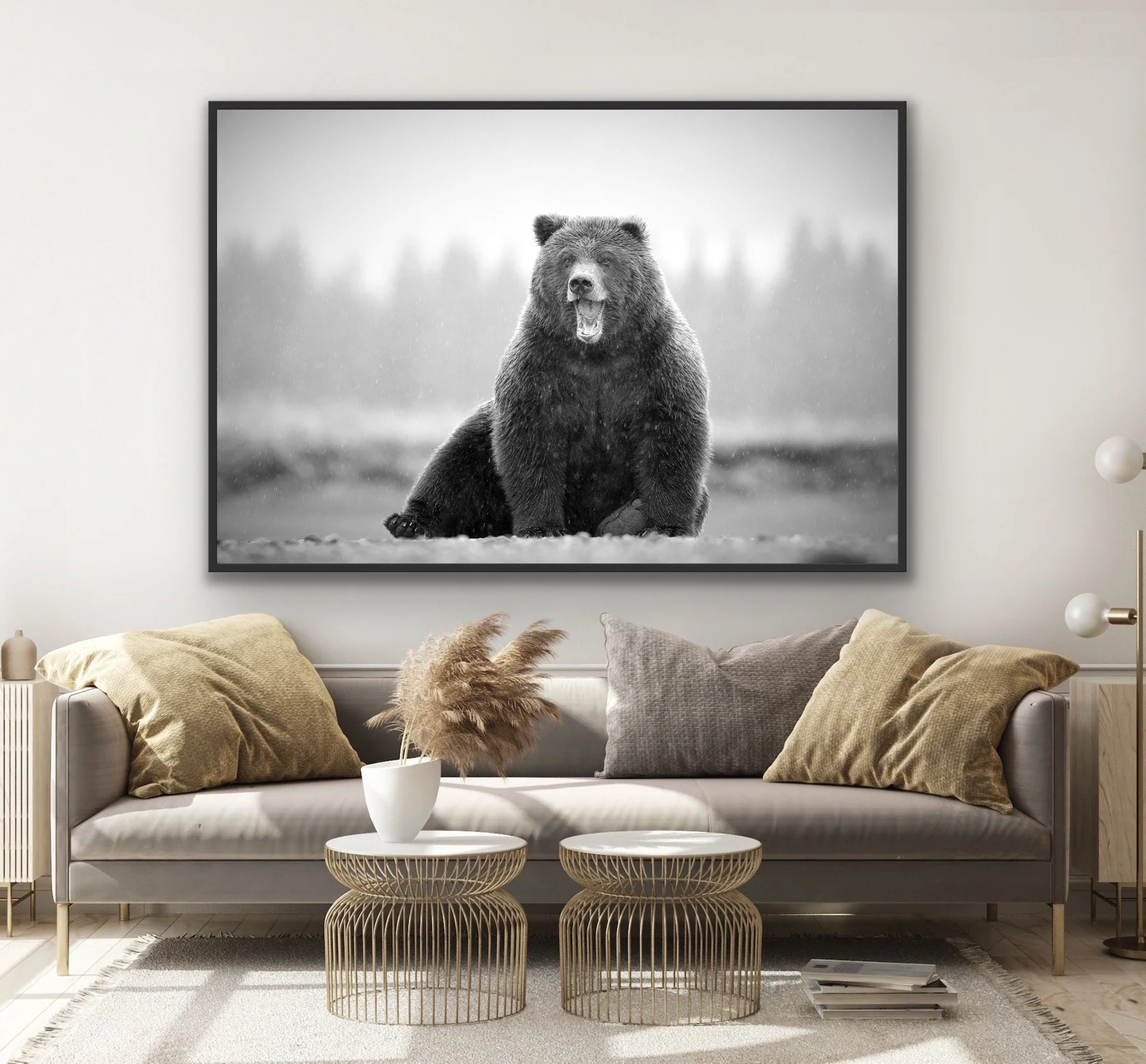 Laughing Bear by © Dan Callister finished in a custom float frame