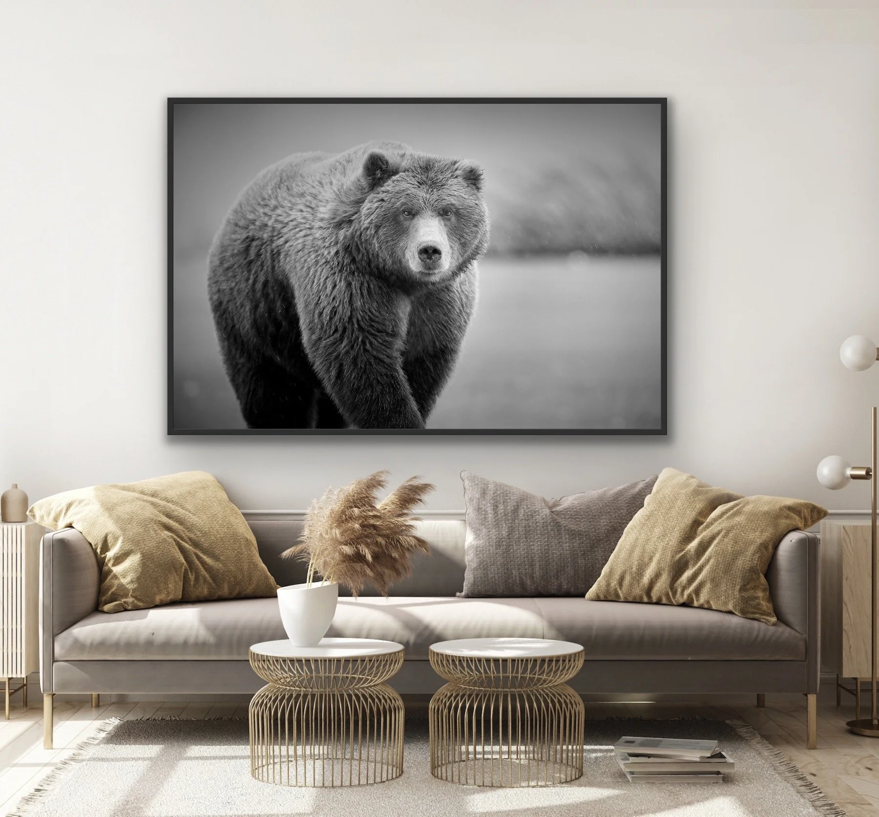 'Bear' finished in a black custom float frame by © Dan Callister
