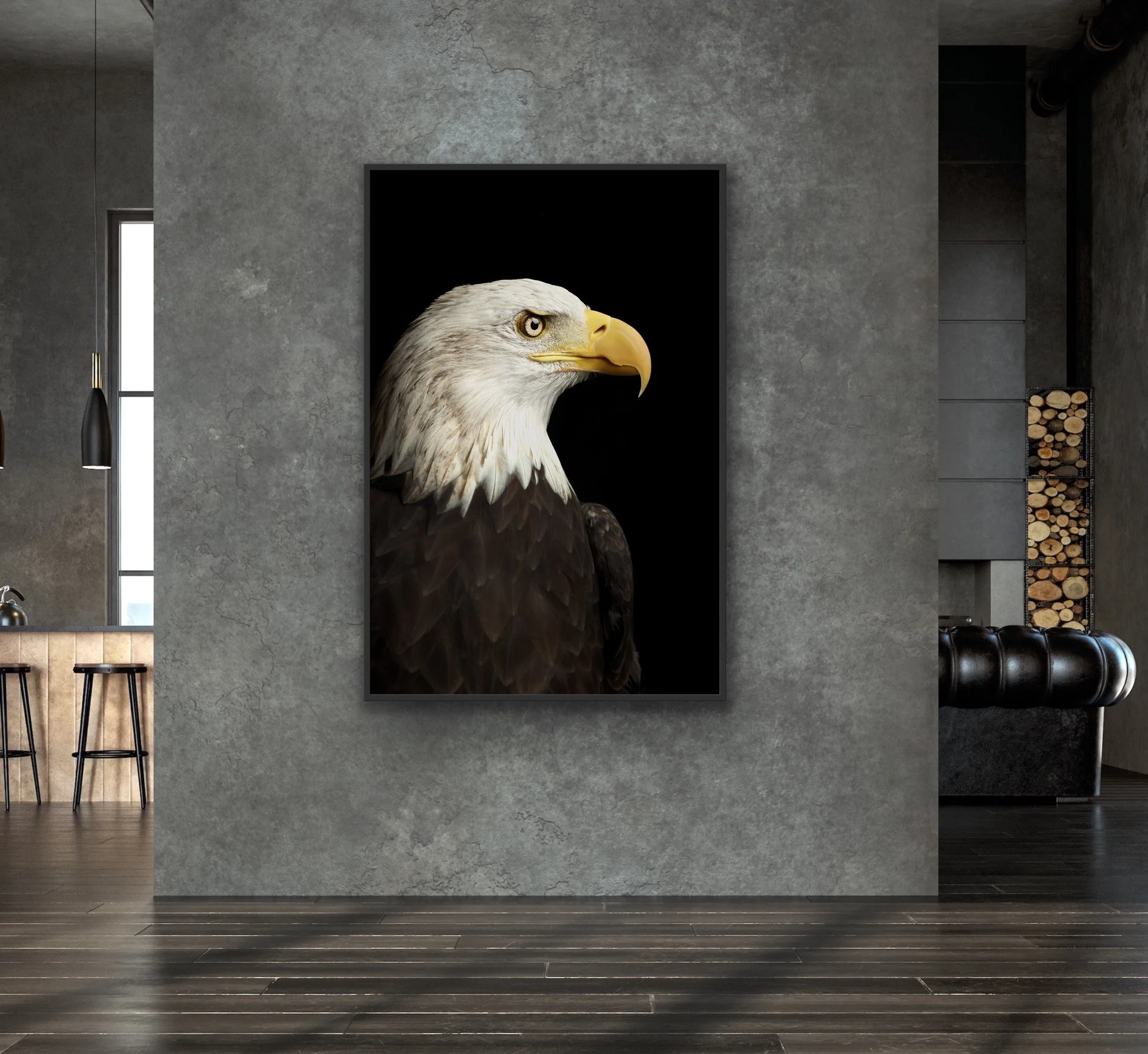 'Old Warrior' (i) finished in a custom black float frame