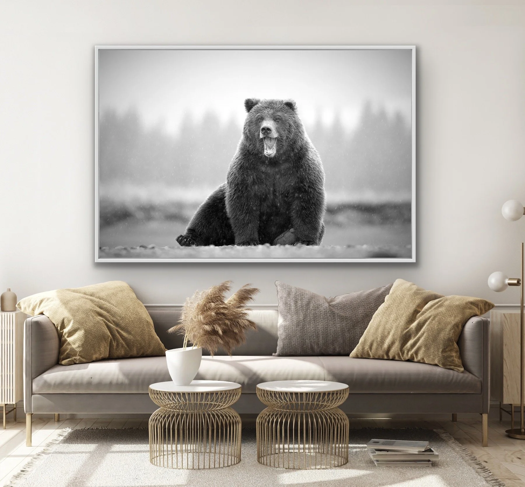 Laughing Bear by © Dan Callister finished in a custom float frame