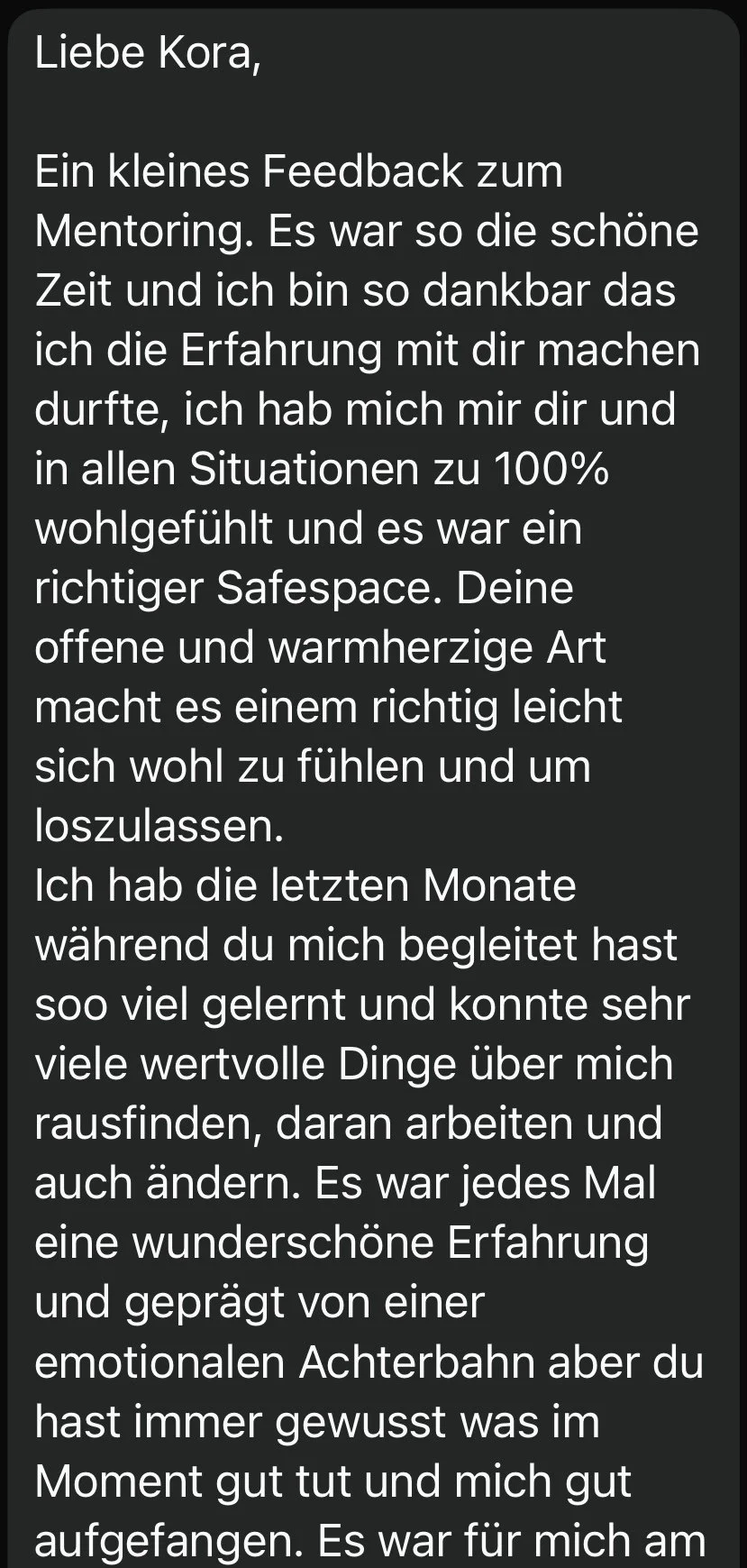 kundenfeedback mentoring Programm kora winkler