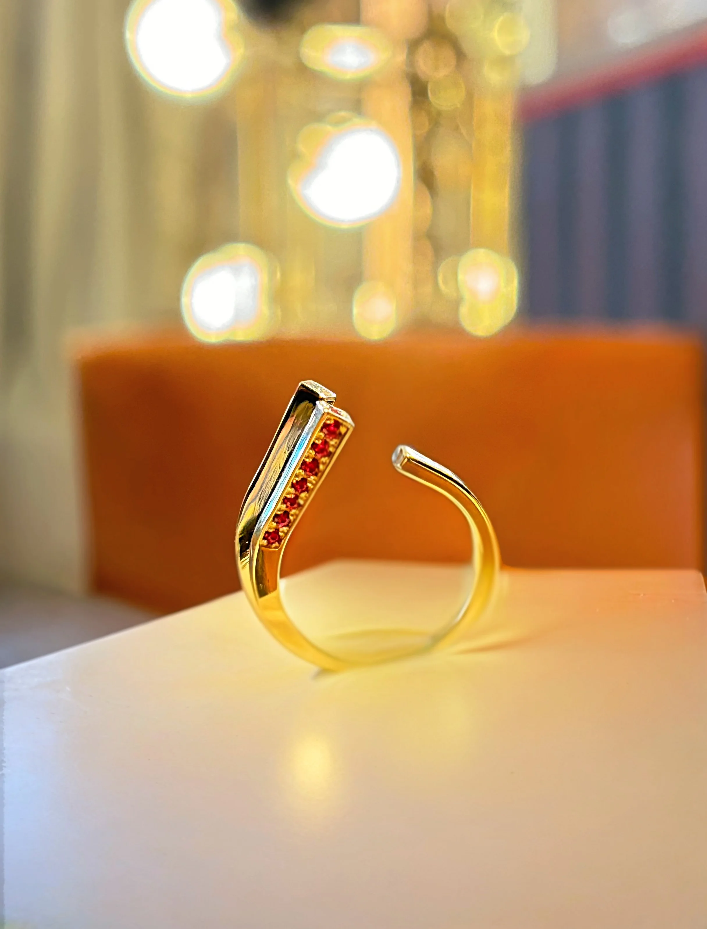 Bague Eventail II - Spinelles rouges