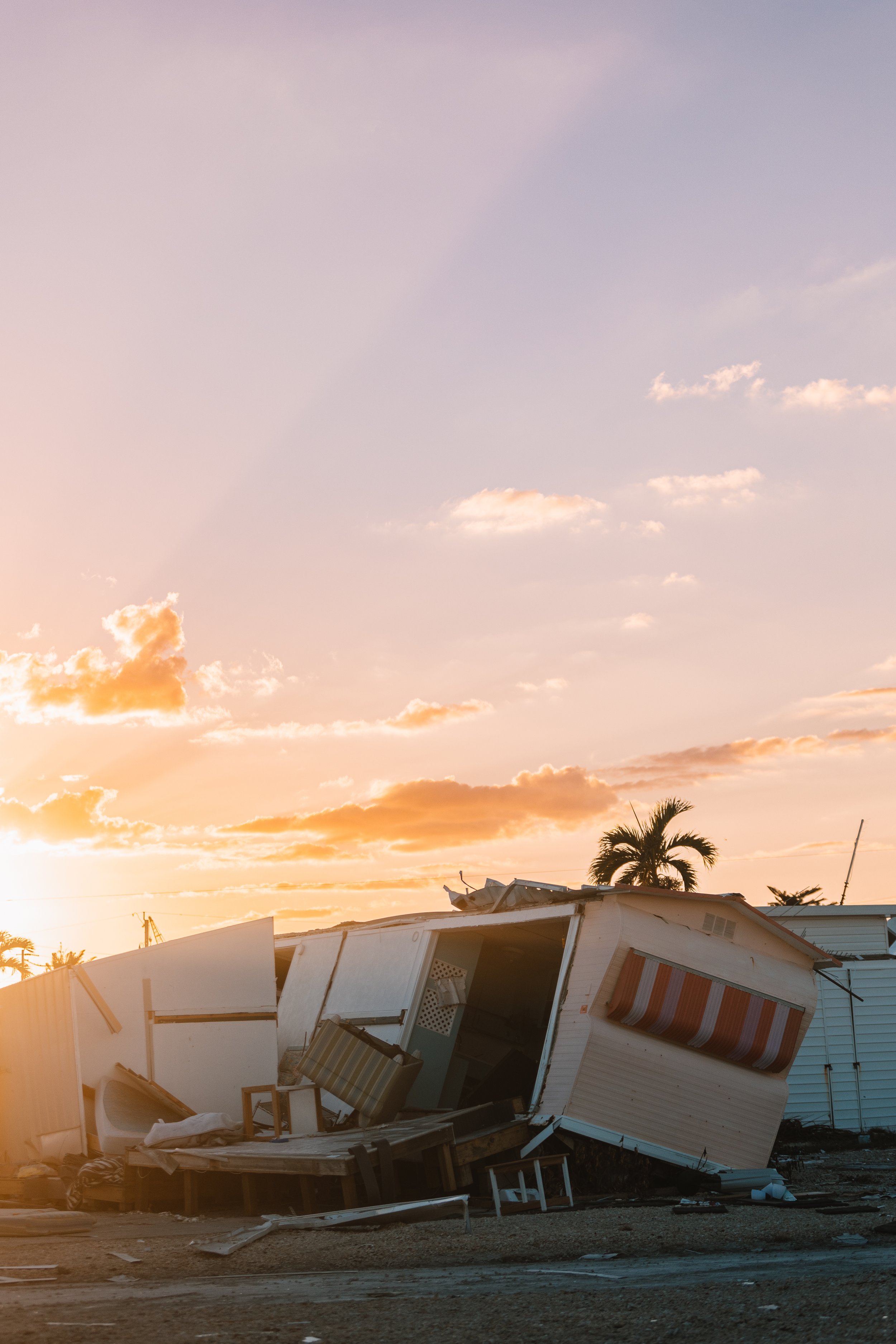 Hurricane Ian damage of trailer park during in Fort Lauderdale, Florida