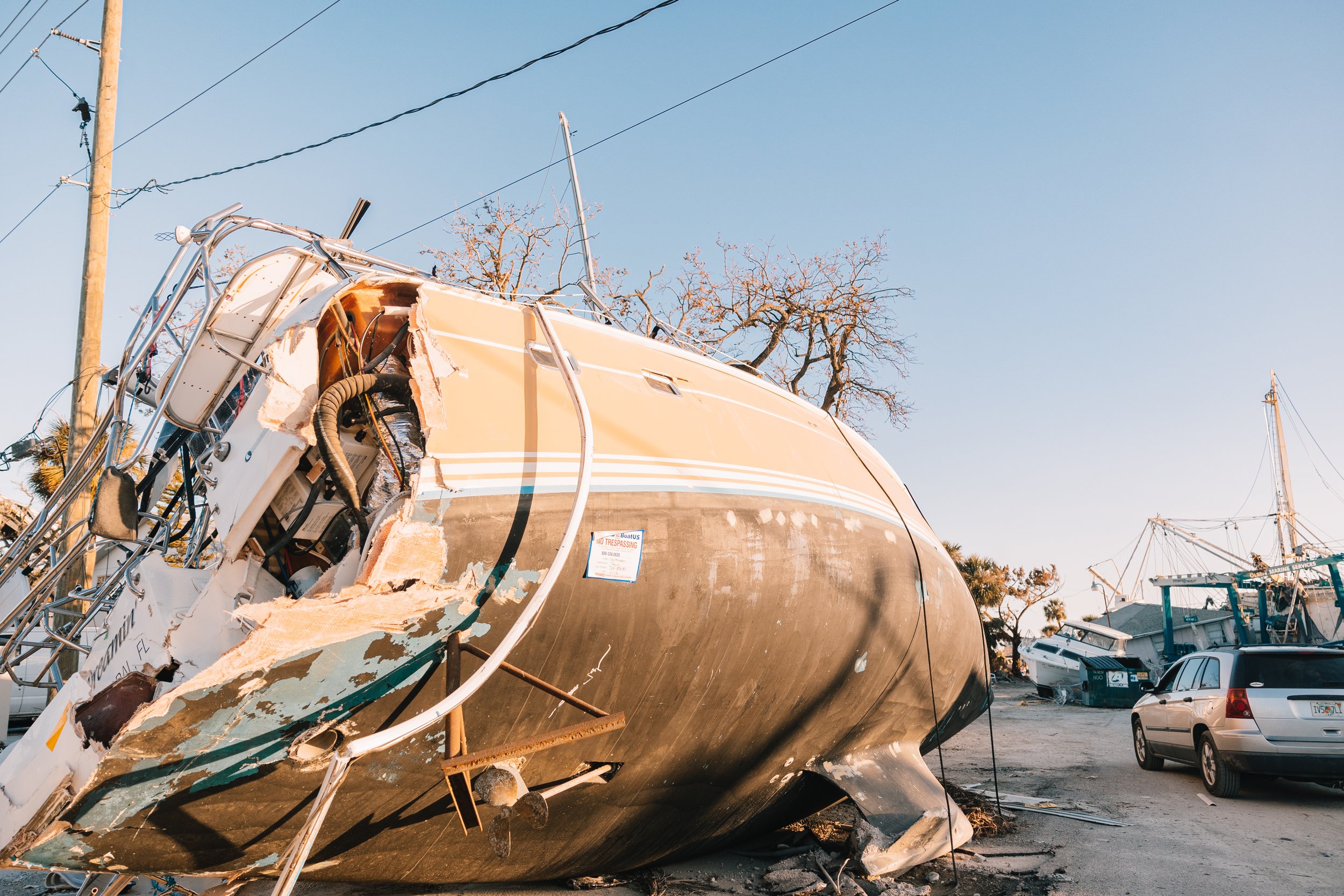 Hurricane Ian damage during in Fort Lauderdale, Florida