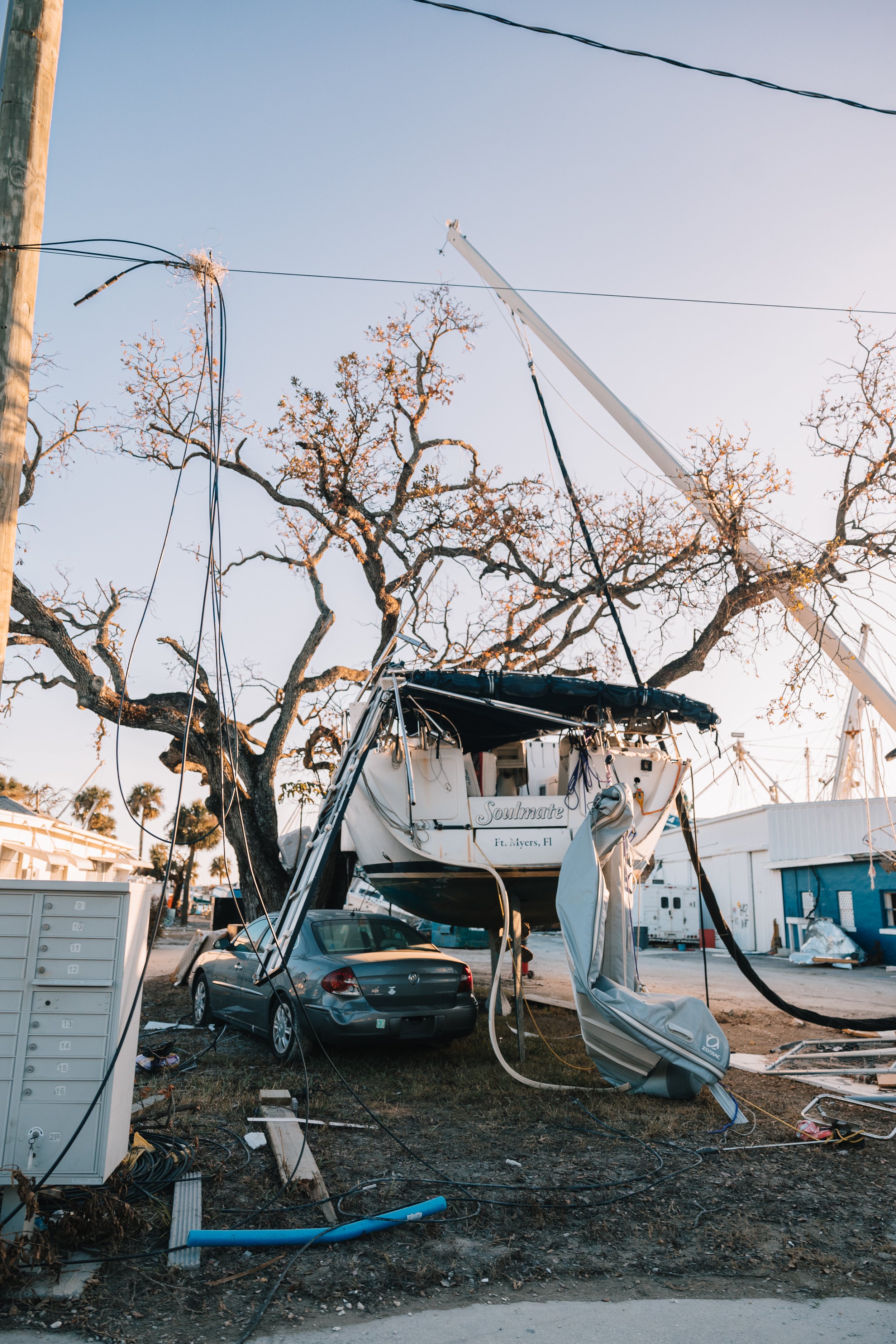 Hurricane Ian damage during in Fort Lauderdale, Florida