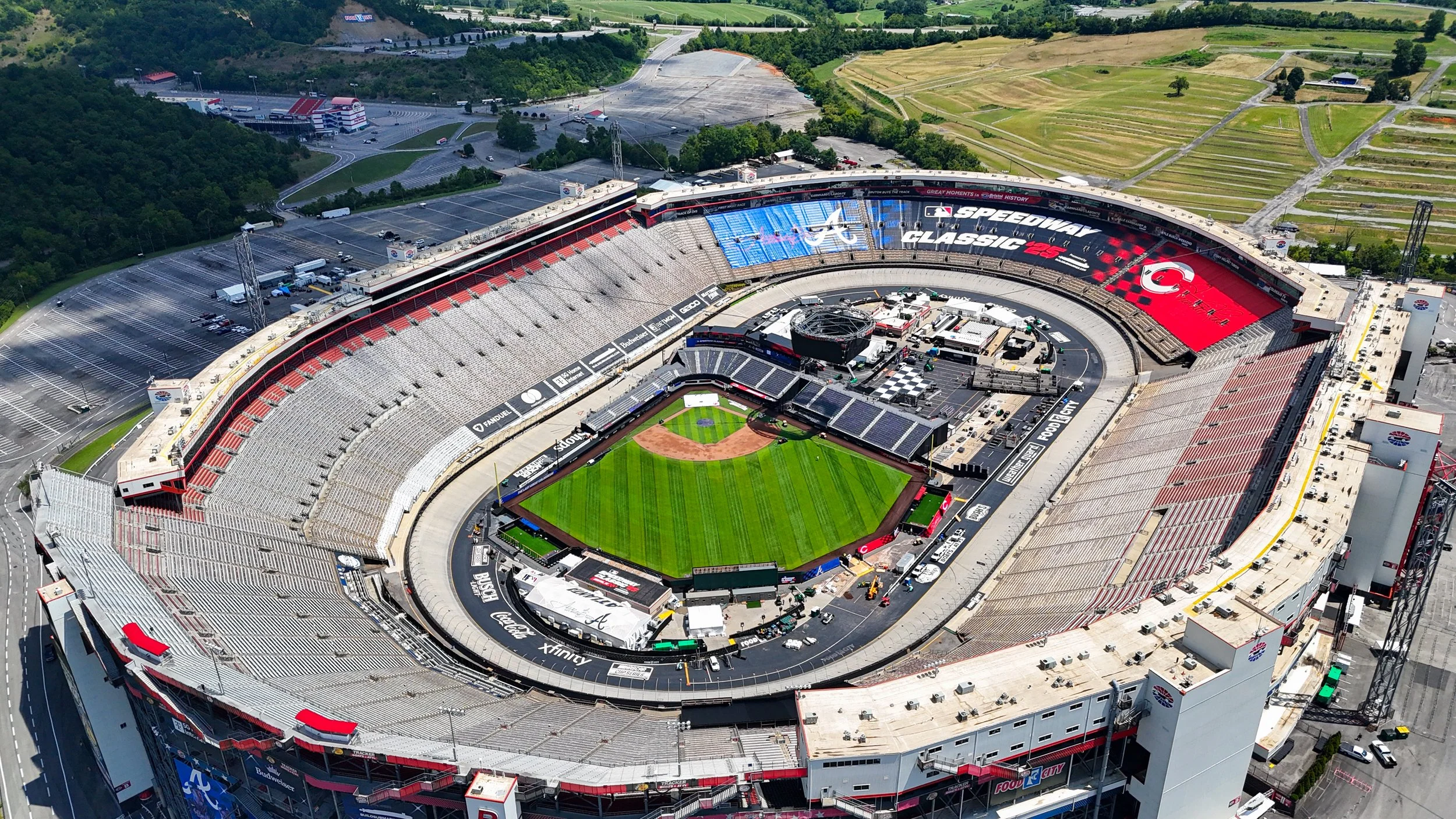 How did this baseball field get built inside the Bristol Motor Speedway?