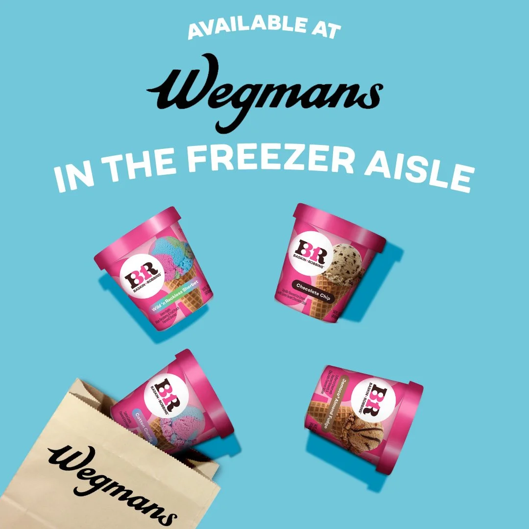 Your favorite Baskin-Robbins flavors are now at Wegmans! 🛒

Find us in the freezer aisle and grab a carton (or three) on your next grocery run. 🍨

Be one of the first to spot us, snap a photo or video, and tag @baskinrobbinsathome and @wegmans - we