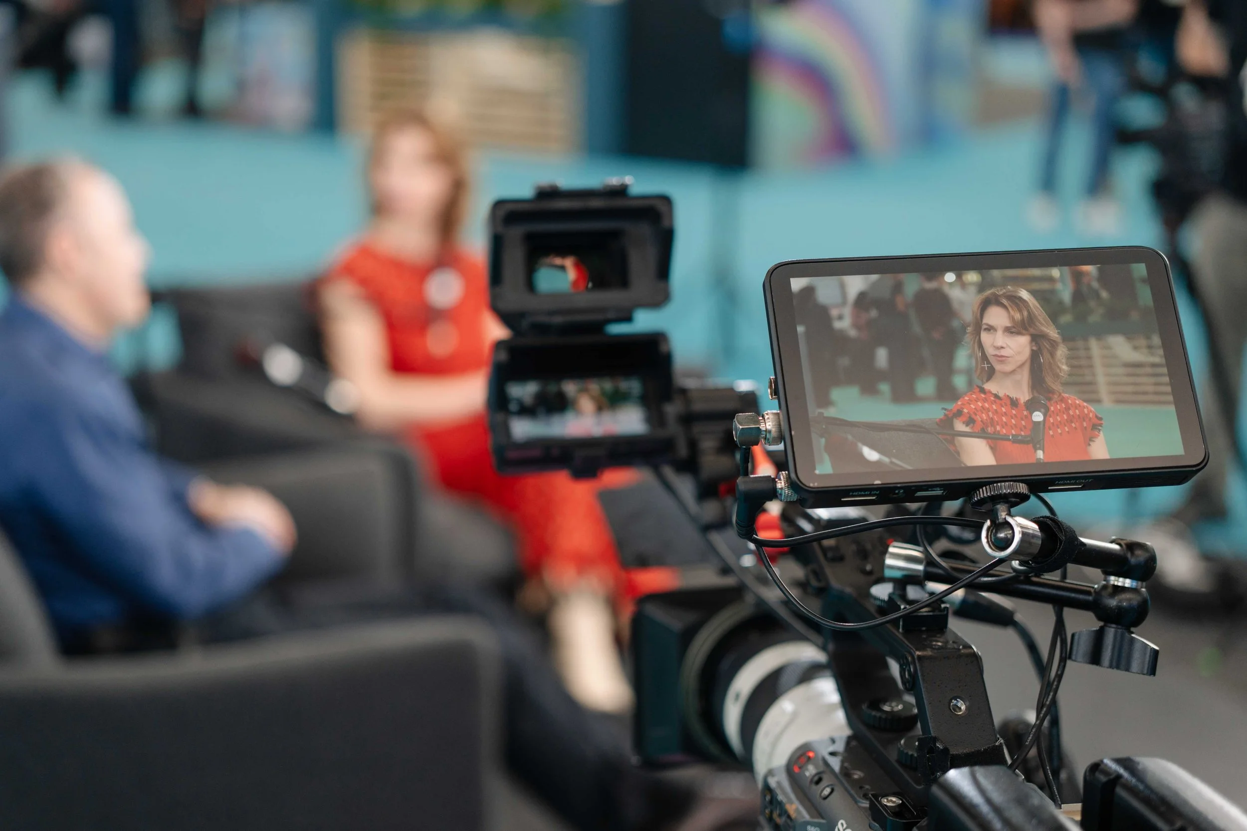 Motion One camera operator filming a podcast at Human X in the RAI convention centre