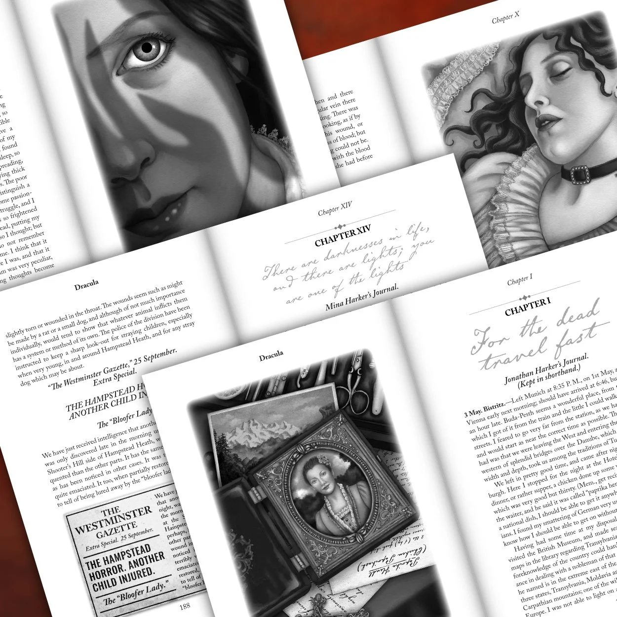 Interior of black and white paperback